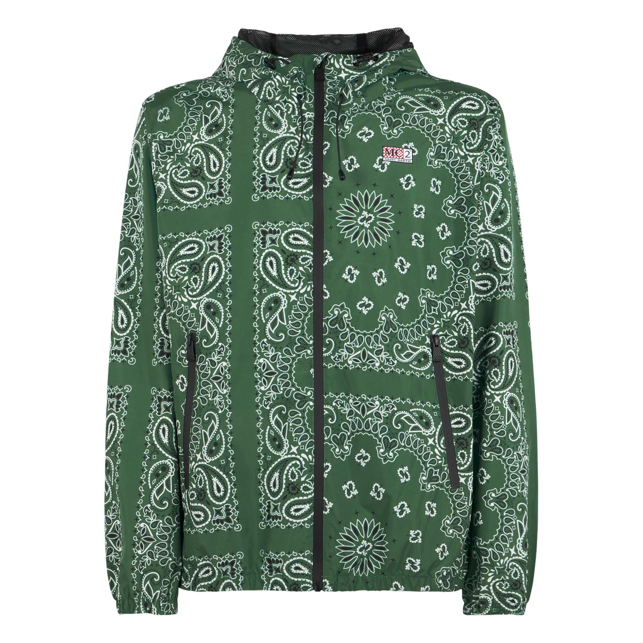 Giacca Kauris stampa bandana verde militare - Image 4