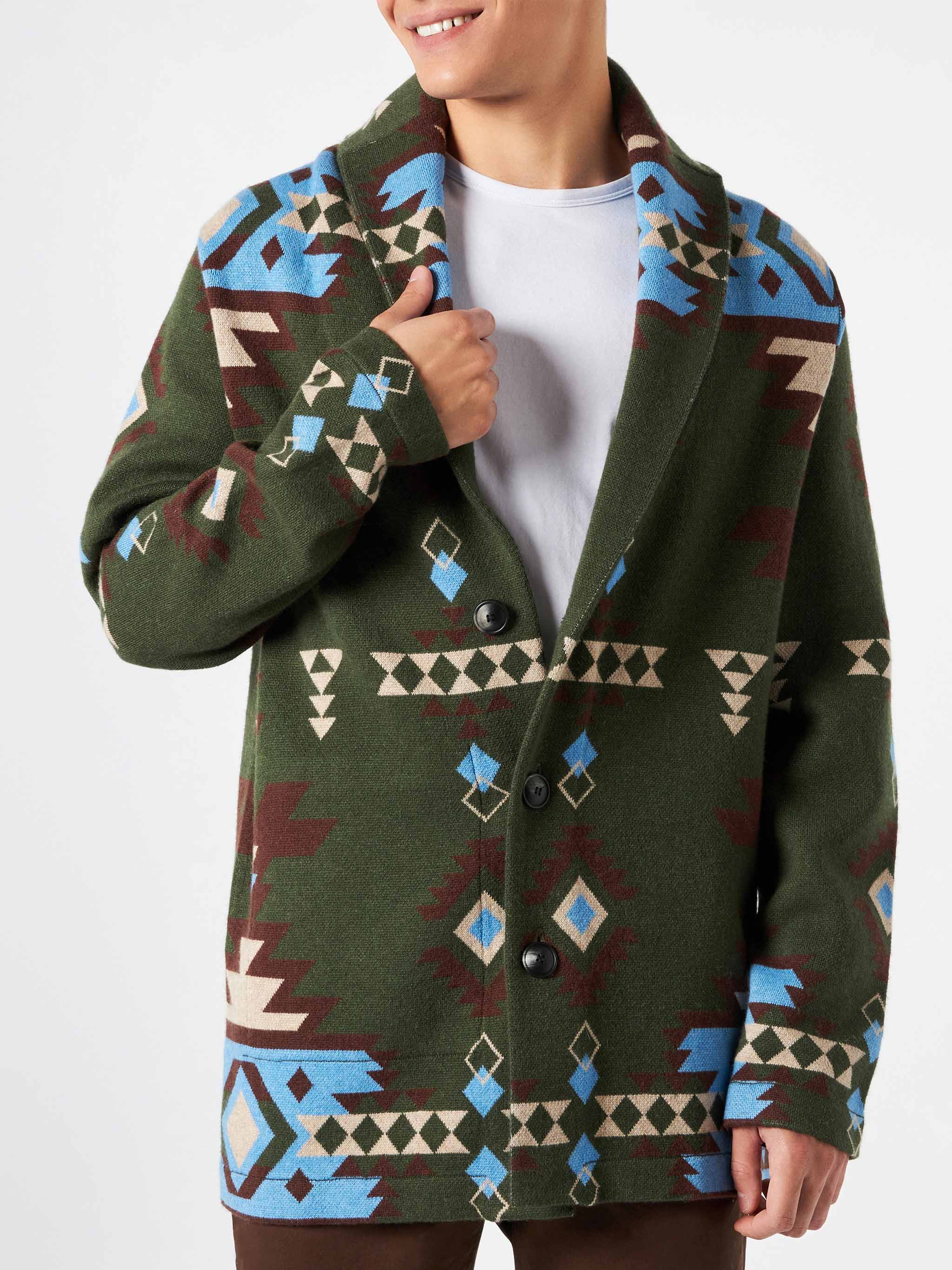 Giacca Max in maglia con jacquard etnico e ricamo - Image 2