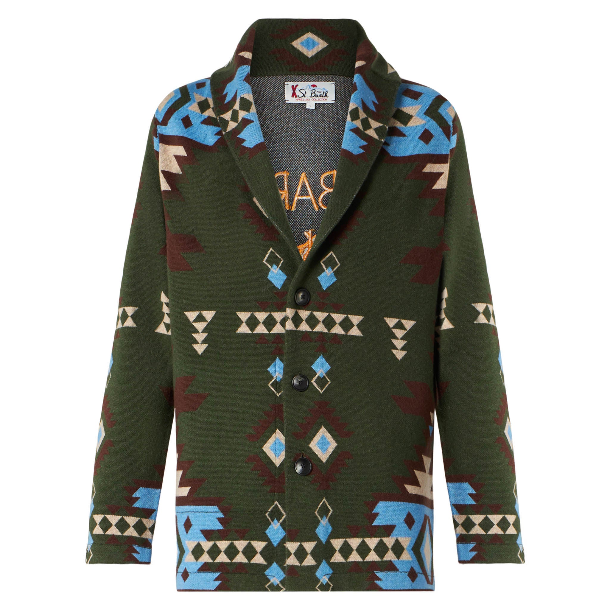 Giacca Max in maglia con jacquard etnico e ricamo - Image 4