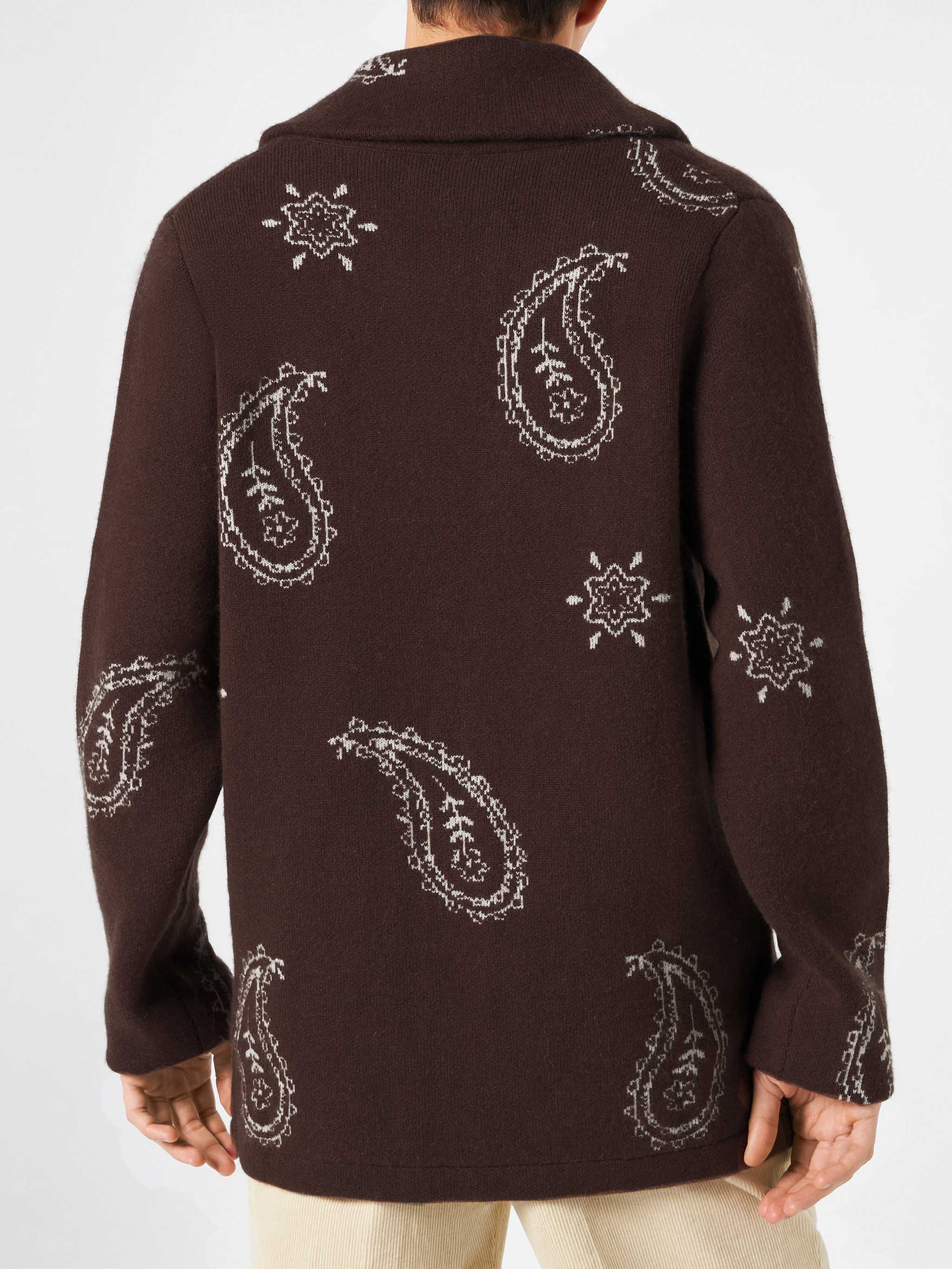 Giacca Max in maglia con jacquard paisley e ricamo - Image 2