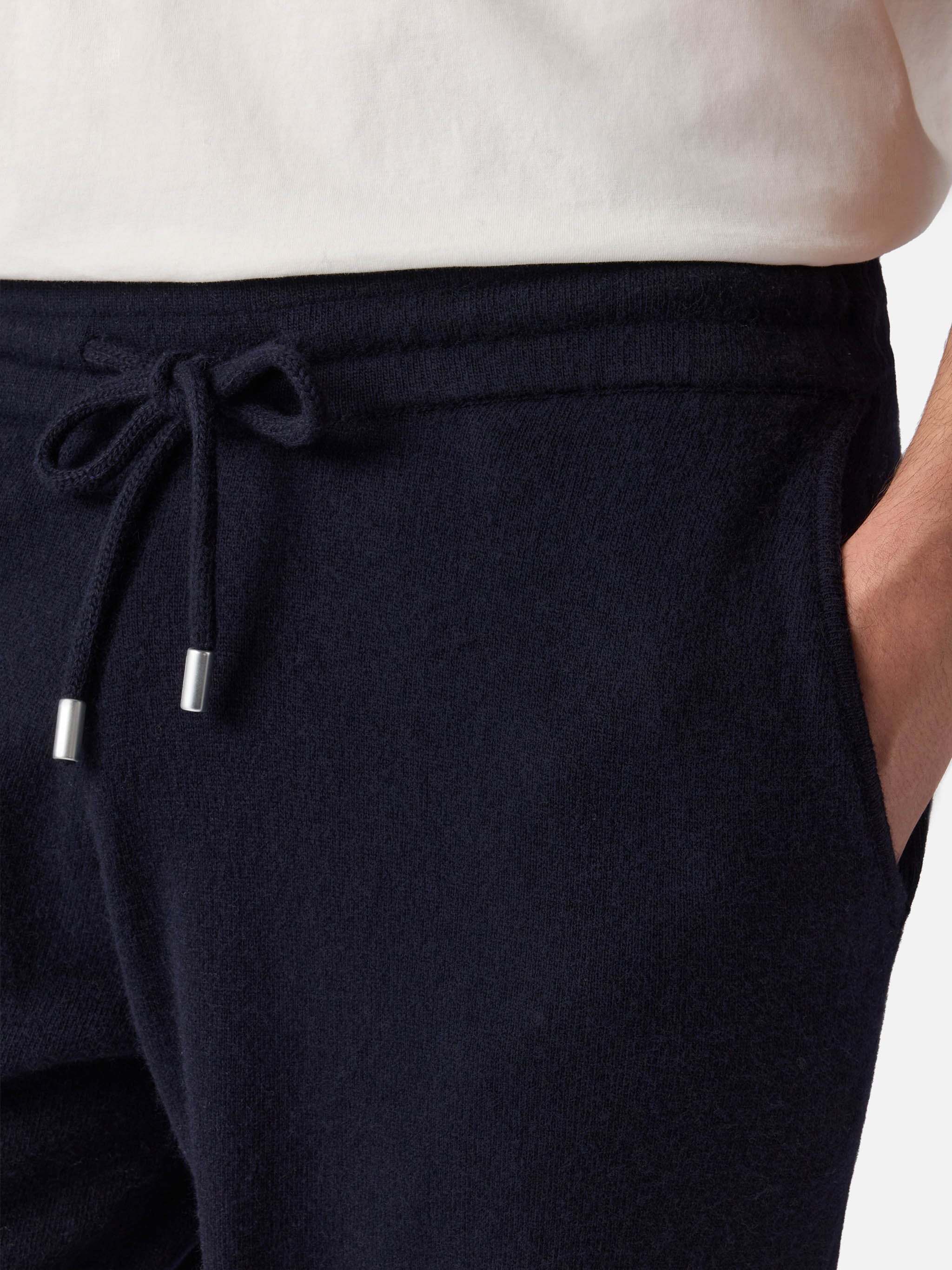 Pantaloni Walton in maglia blu navy tinta unita - Image 2