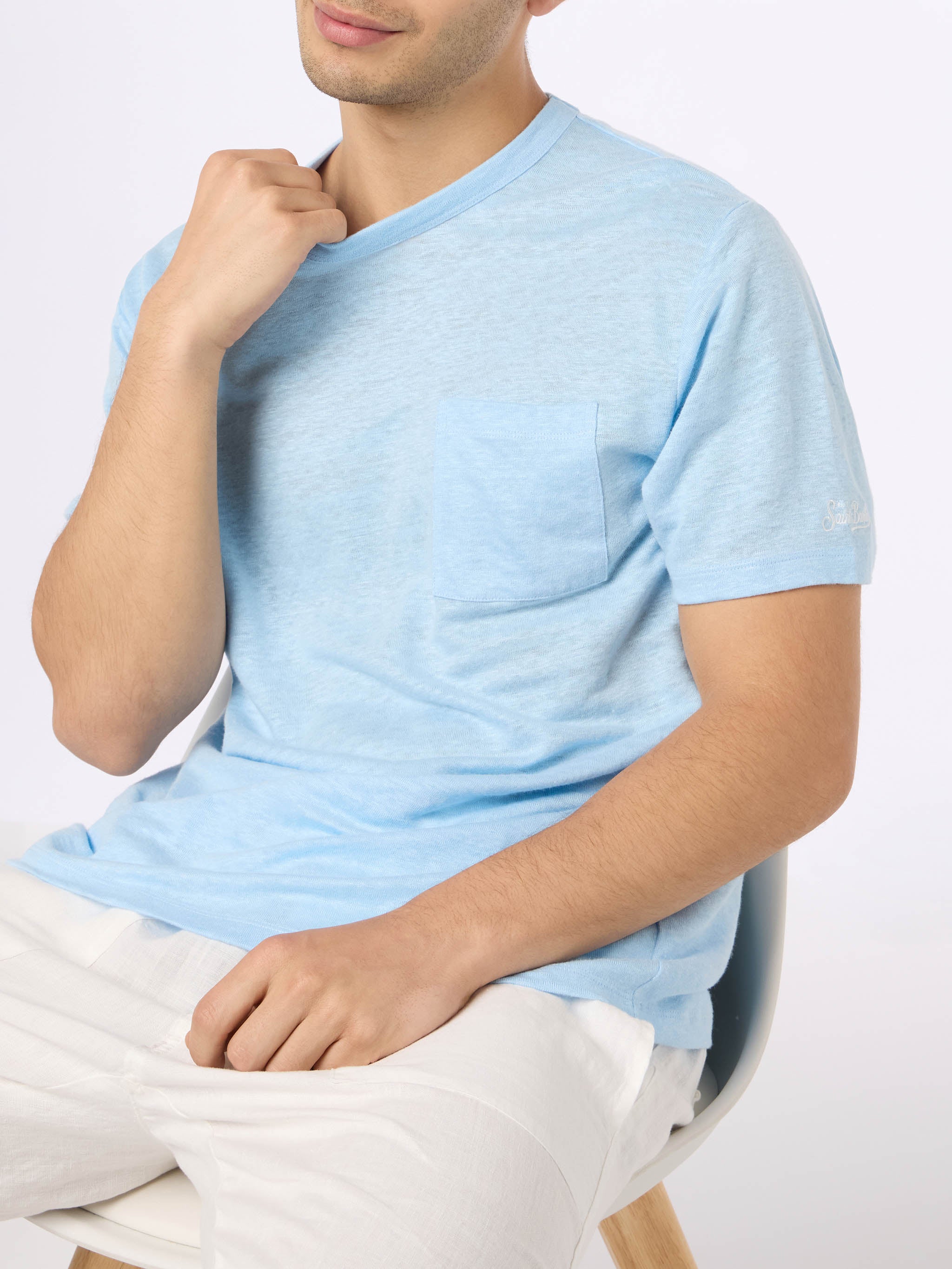 T-shirt Ecstasea in lino jersey azzurra - Image 2