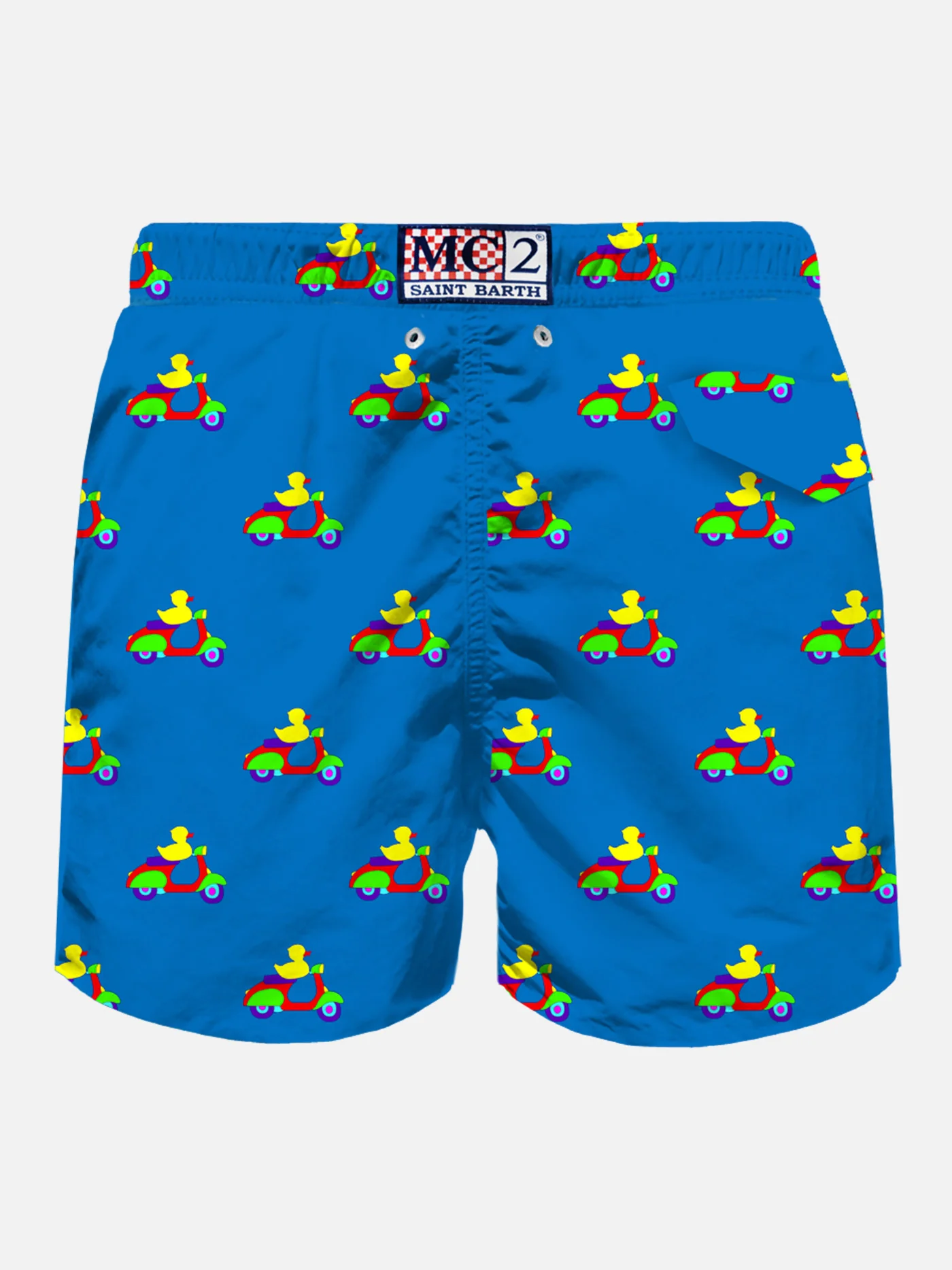 Shorts mare blu con stampa paperelle su scooter | Special Edition - Image 2