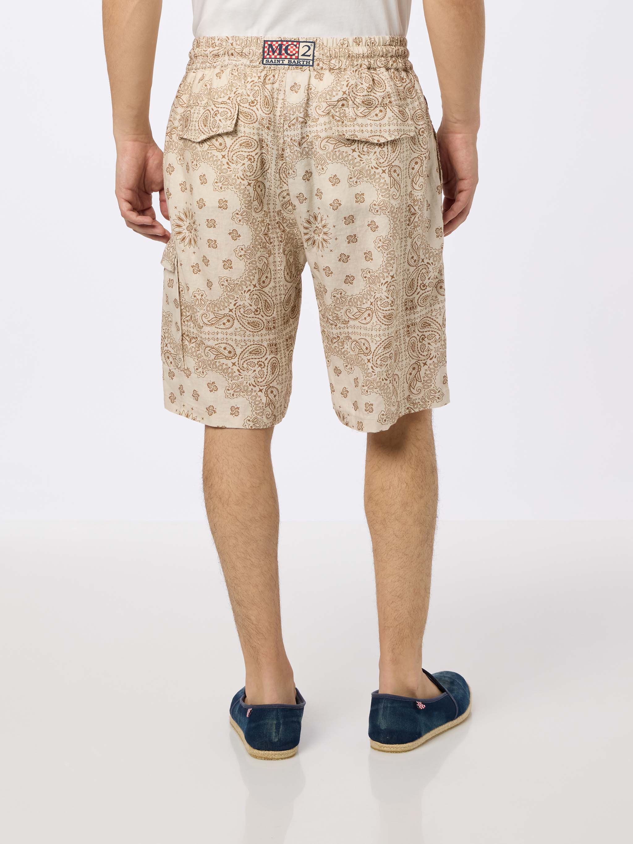 Bermuda Marseille in lino stampa bandana - Image 3
