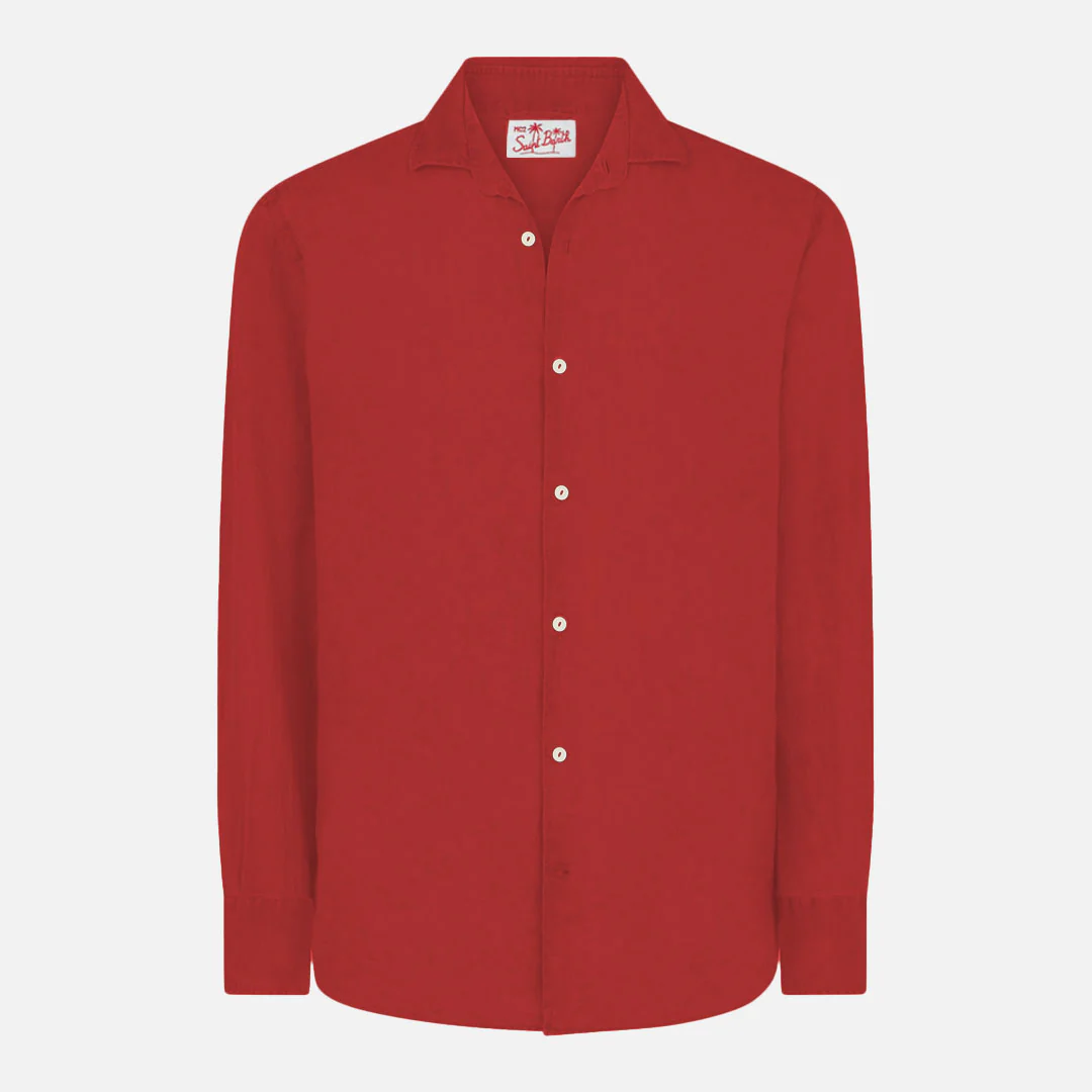 Camicia Pamplona in lino bordeaux - Image 3
