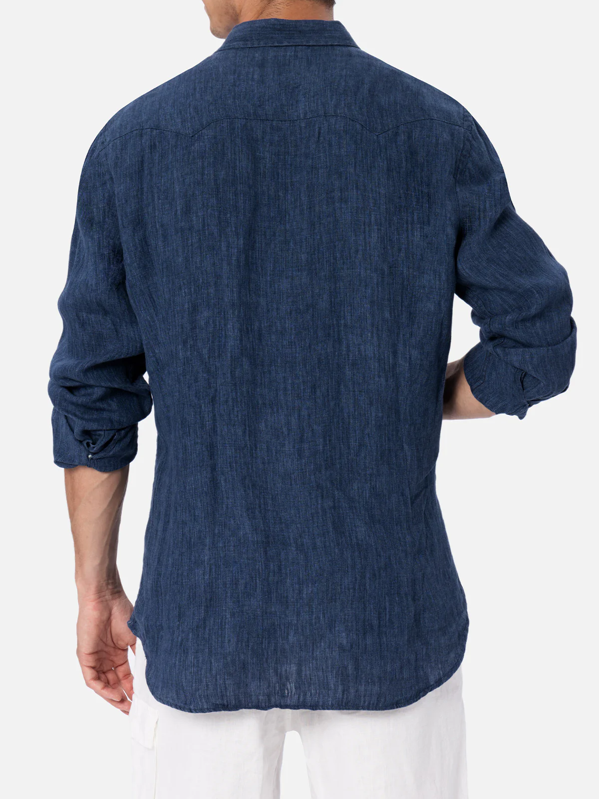 Camicia Greg in lino effetto denim blu - Image 3