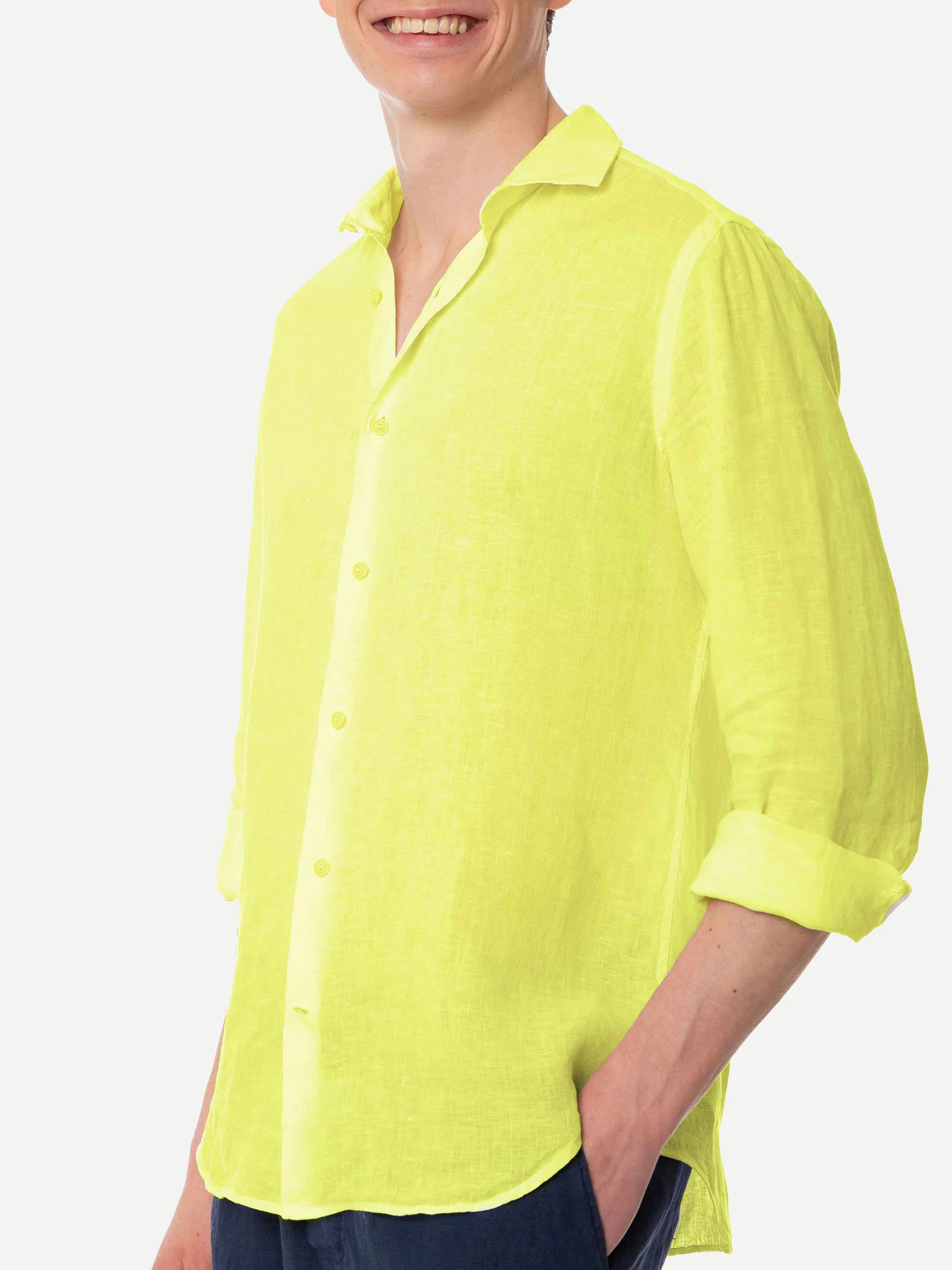 Camicia Pamplona in lino gialla - Image 2