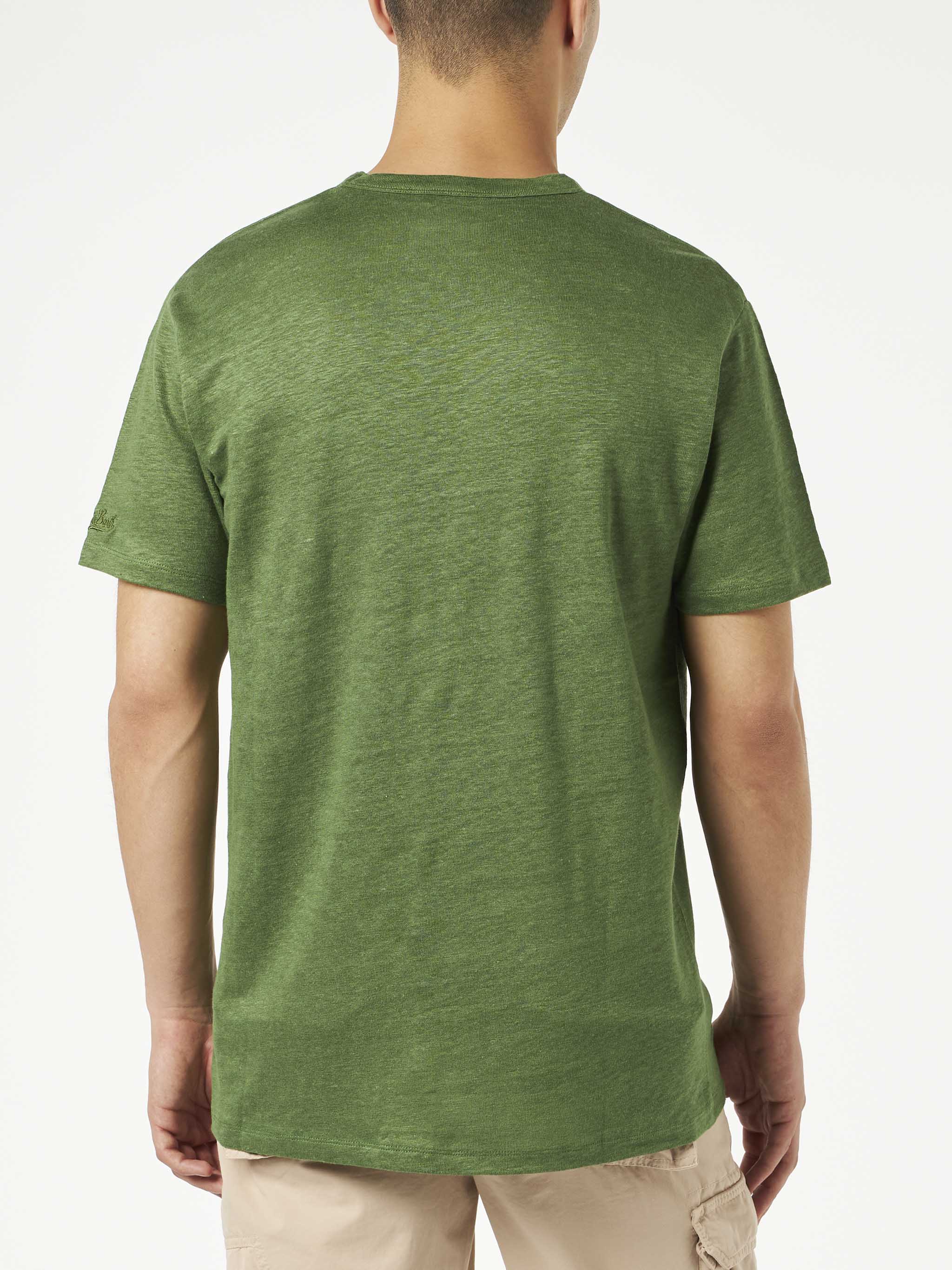 T-shirt Ecstasea in lino verde militare - Image 4