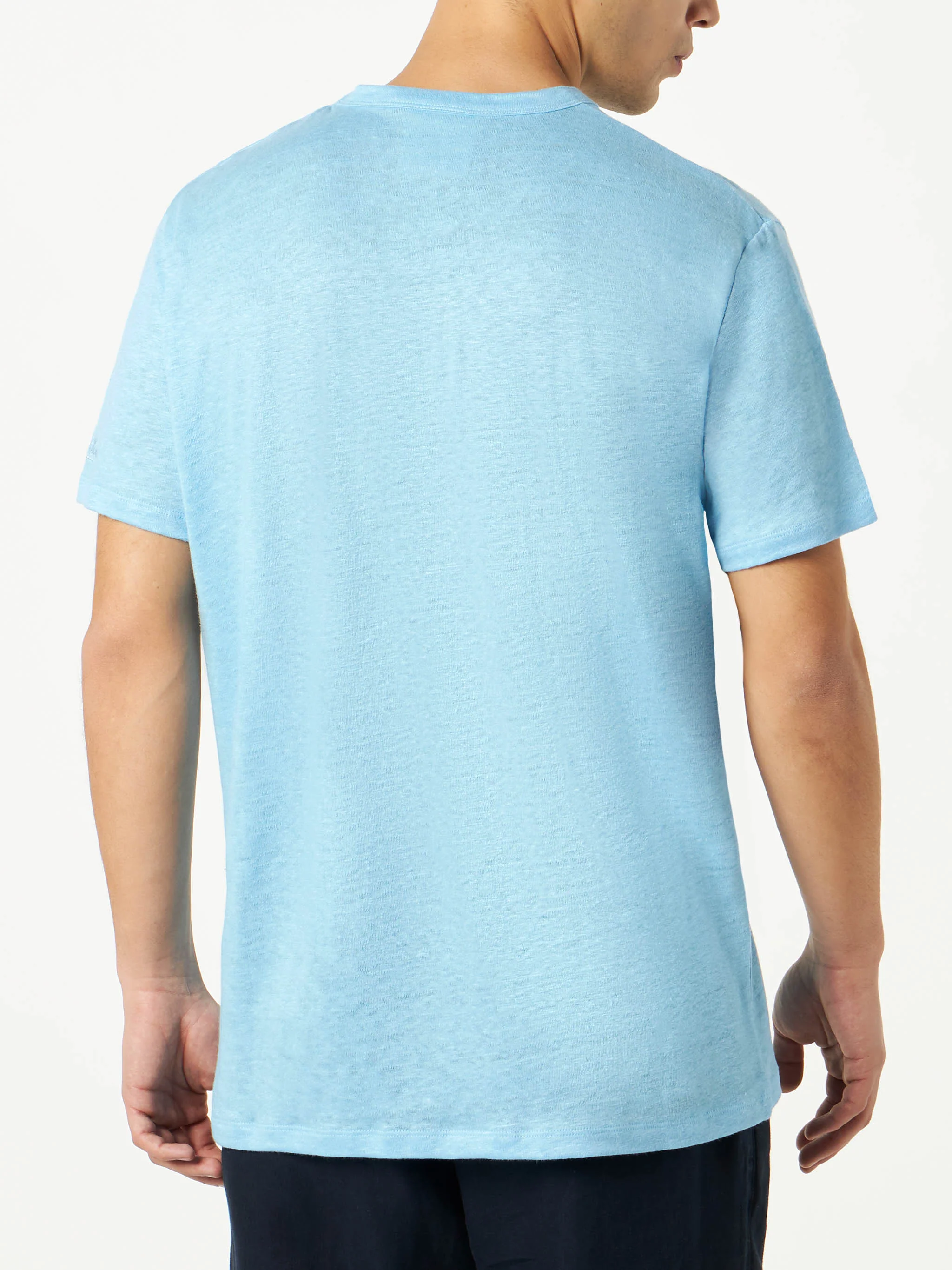 T-shirt Ecstasea in lino azzurro - Image 4
