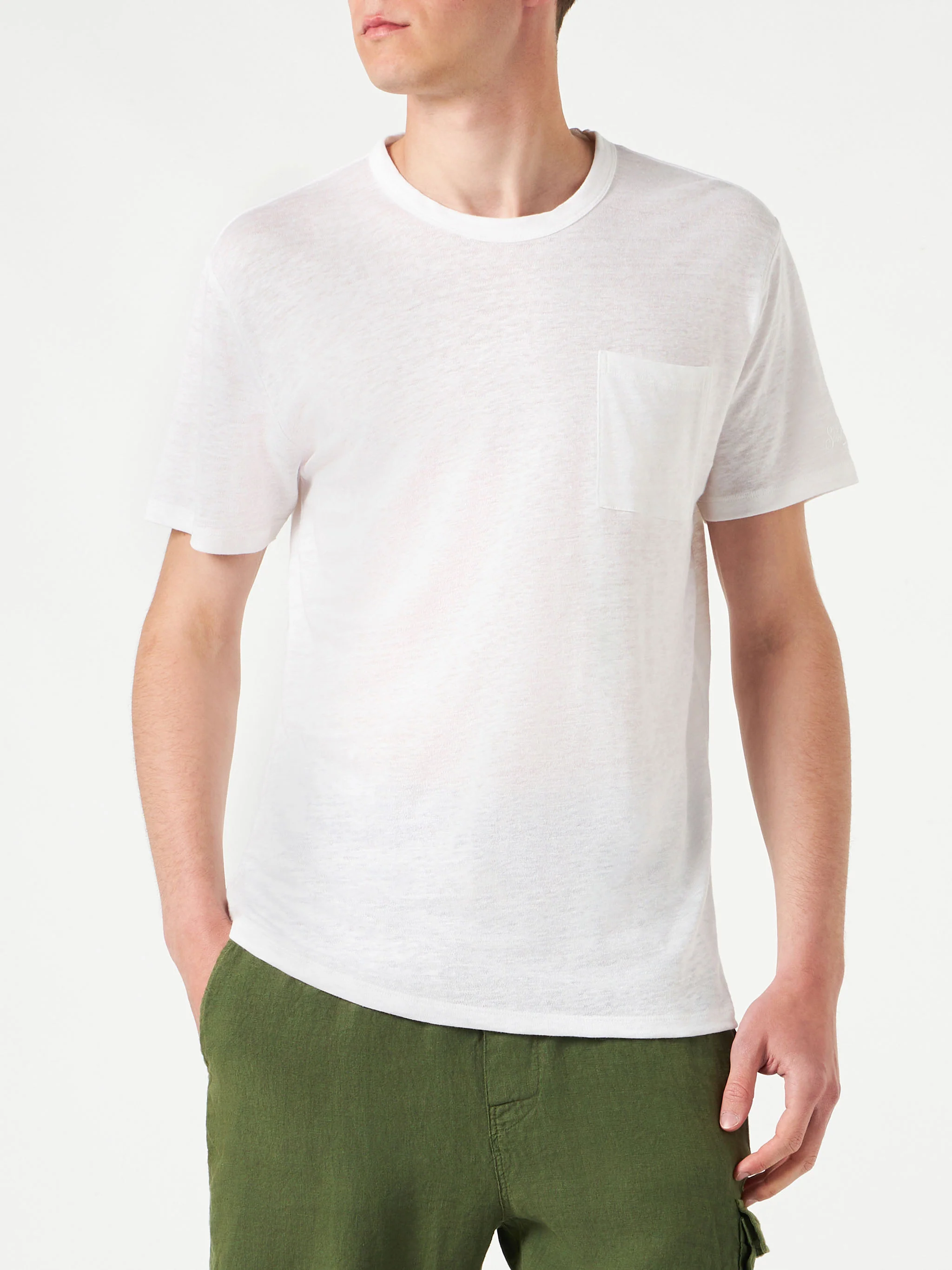 T-shirt Ecstasea in lino bianco - Image 3