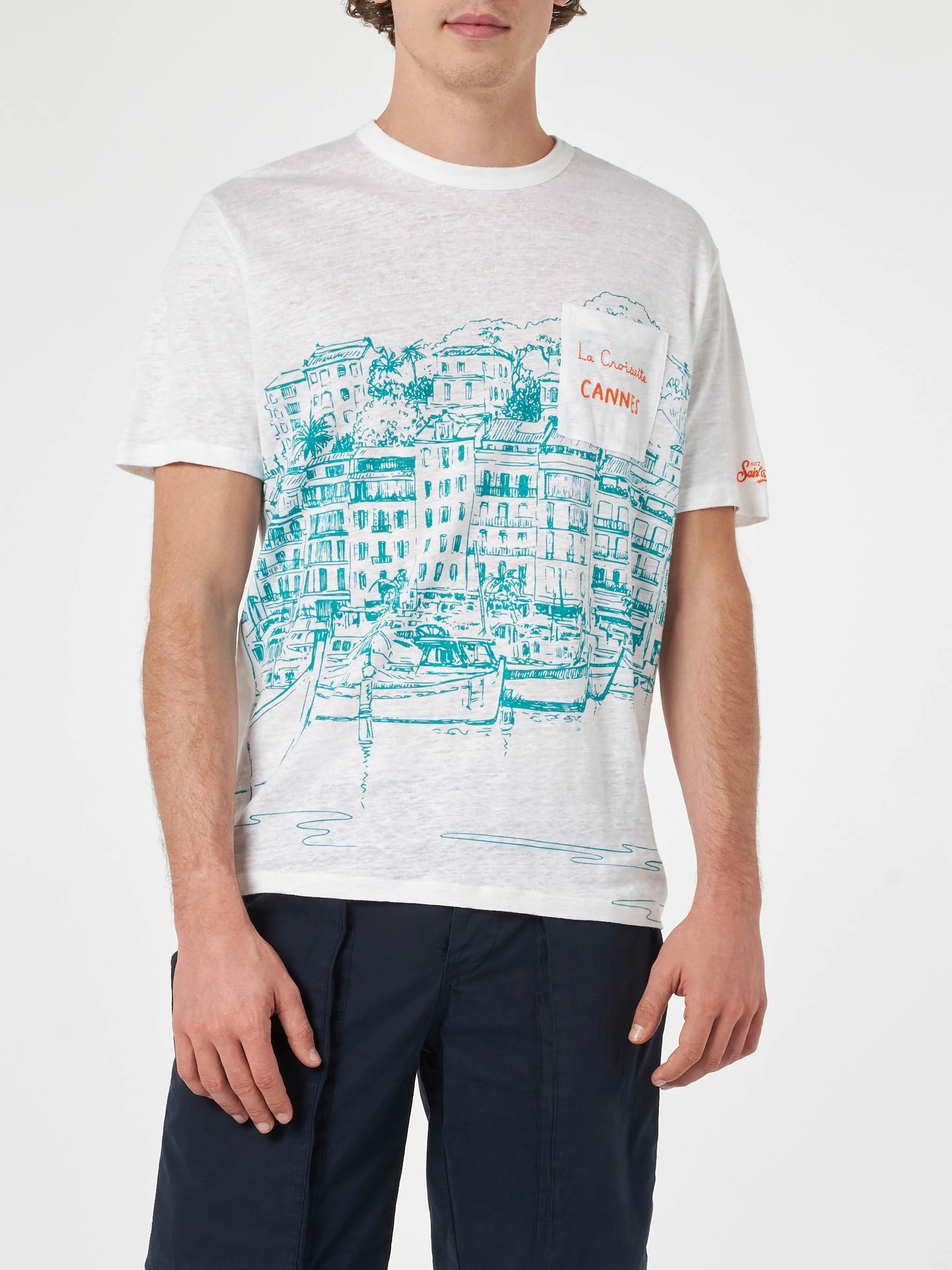 T-shirt Ecstasea in lino jersey con stampa Cannes - Image 3