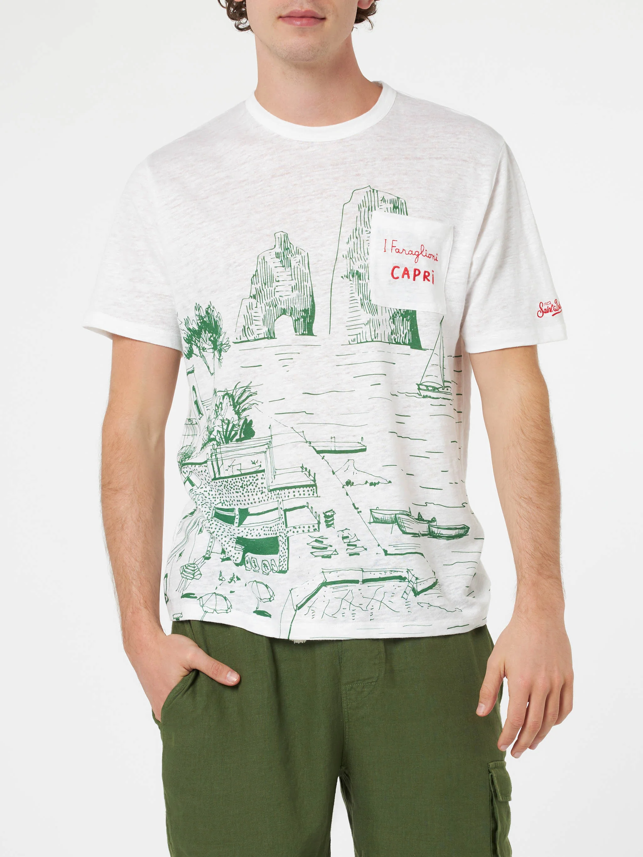 T-shirt Ecstasea in lino jersey con stampa Capri - Image 3