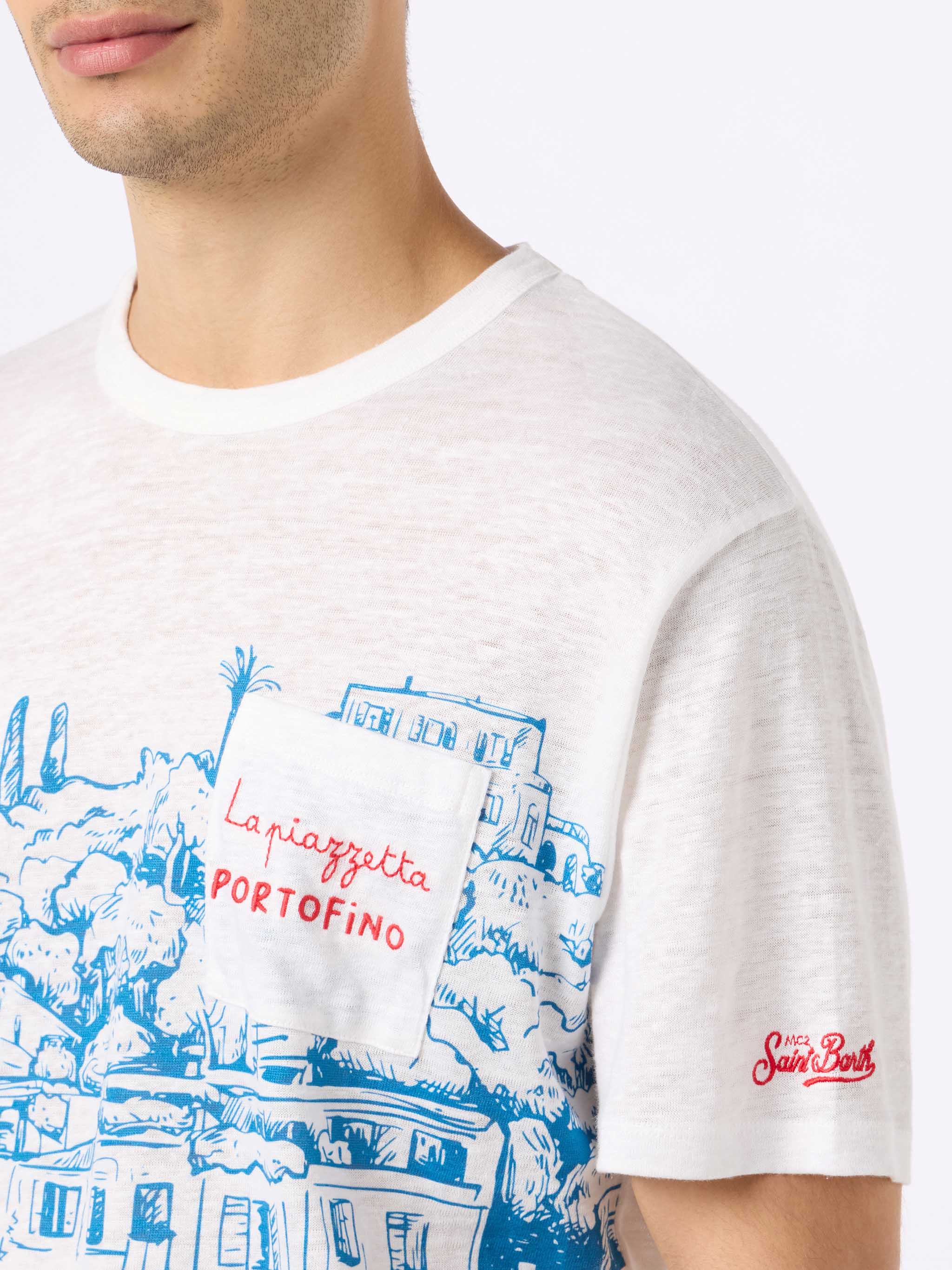 T-shirt Ecstasea in lino jersey con stampa Portofino - Image 2