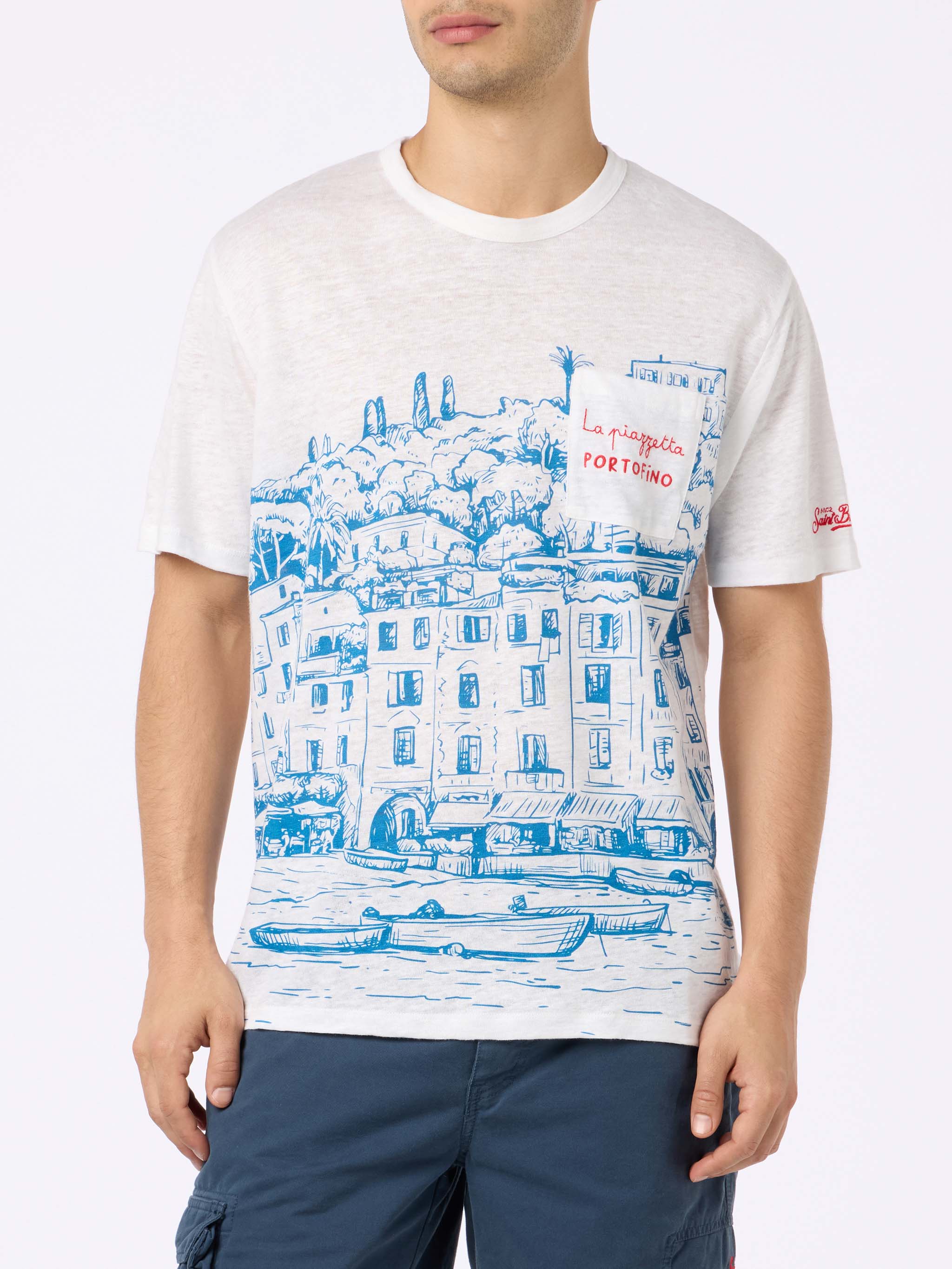 T-shirt Ecstasea in lino jersey con stampa Portofino - Image 3
