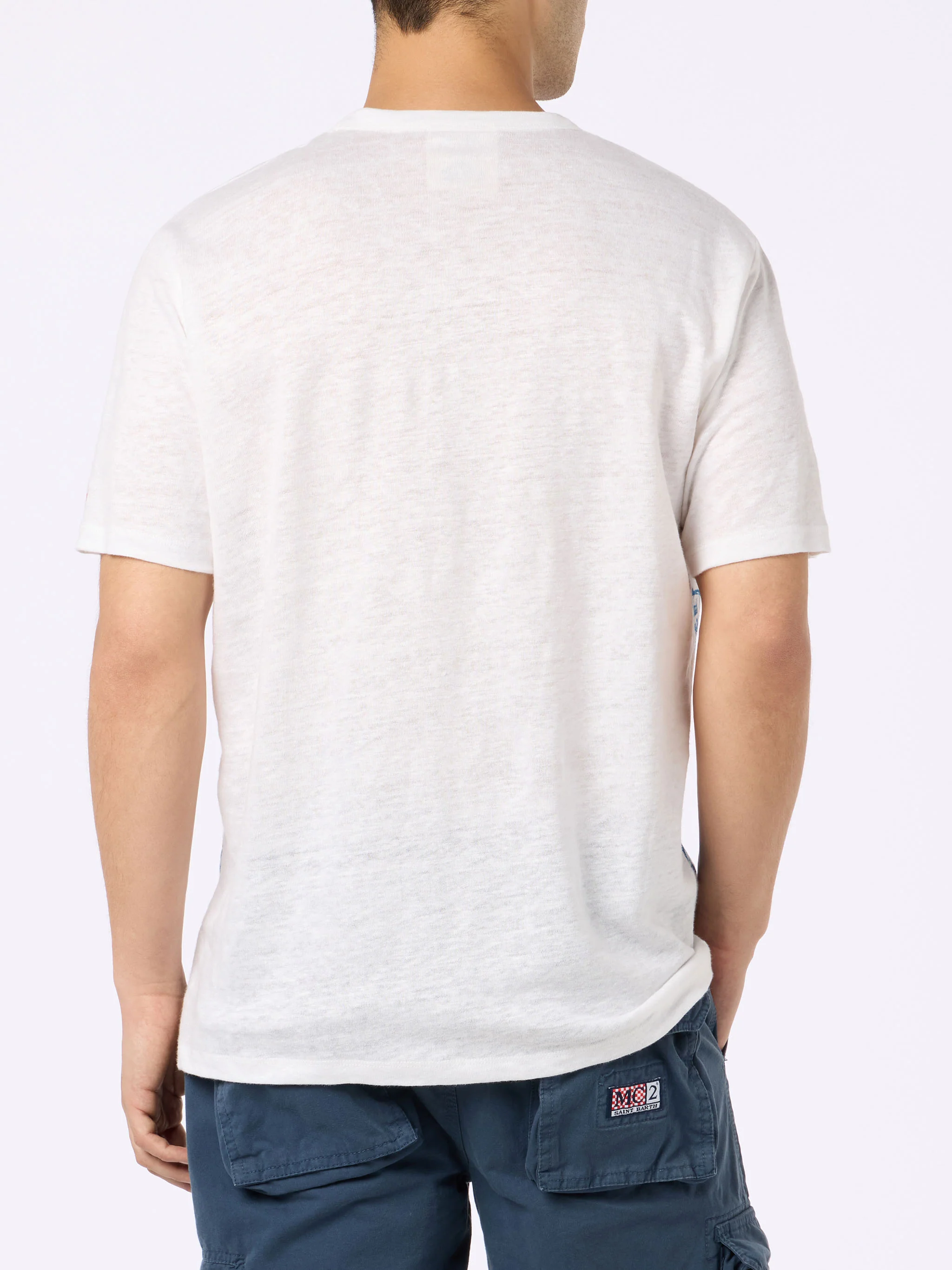 T-shirt Ecstasea in lino jersey con stampa Portofino - Image 4