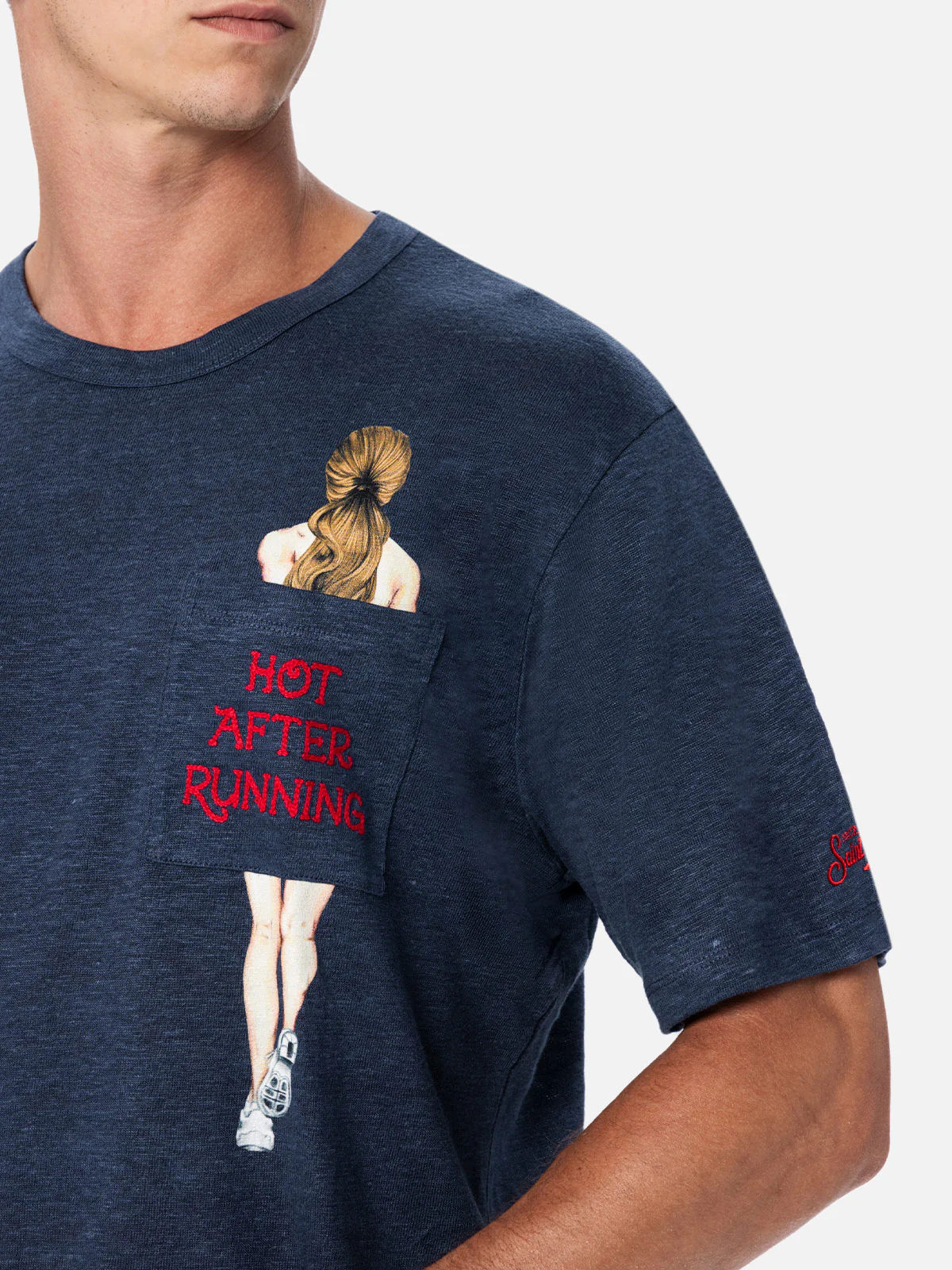 T-shirt Ecstasea in lino jersey con stampa e ricamo - Image 3