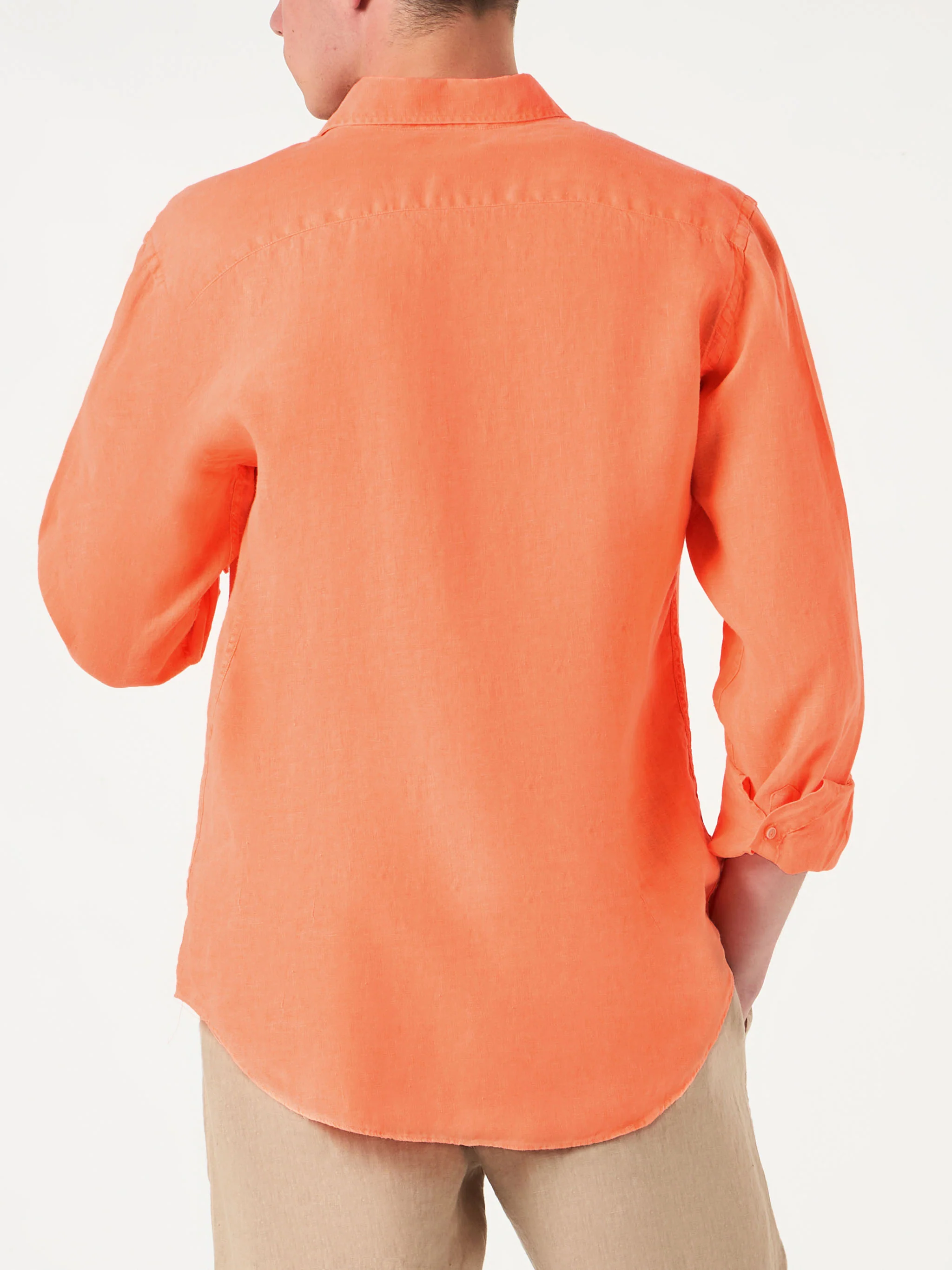 Camicia Pamplona in lino arancione fluo - Image 3