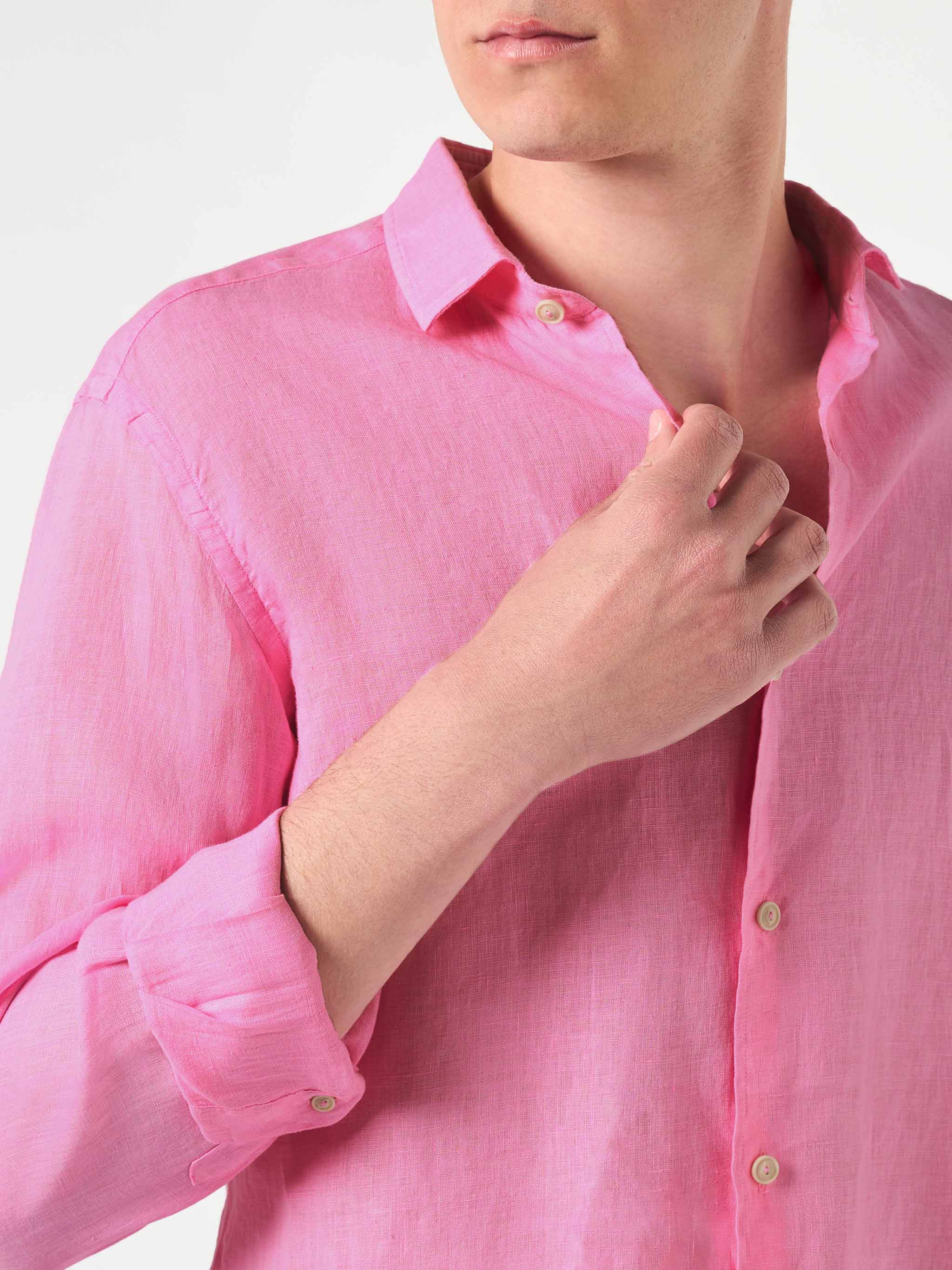 Camicia Pamplona in lino rosa - Image 2