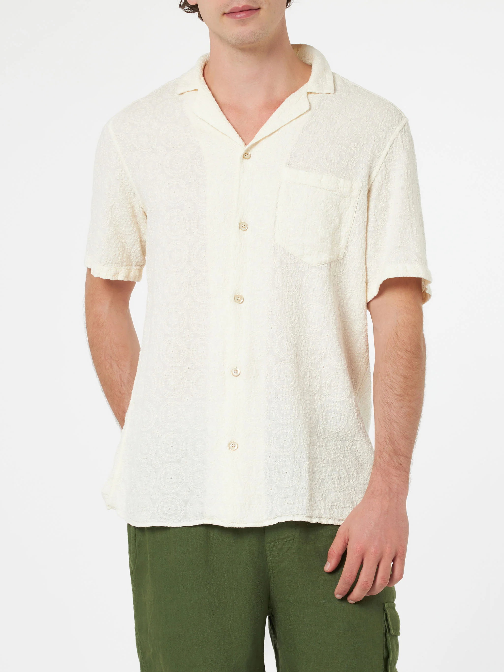 Camicia Kalea in lino con ricamo floreale
