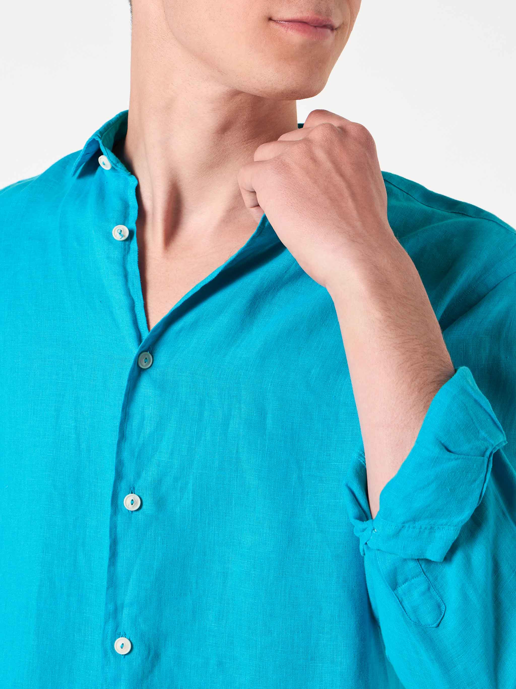 Camicia Pamplona in lino turchese - Image 2