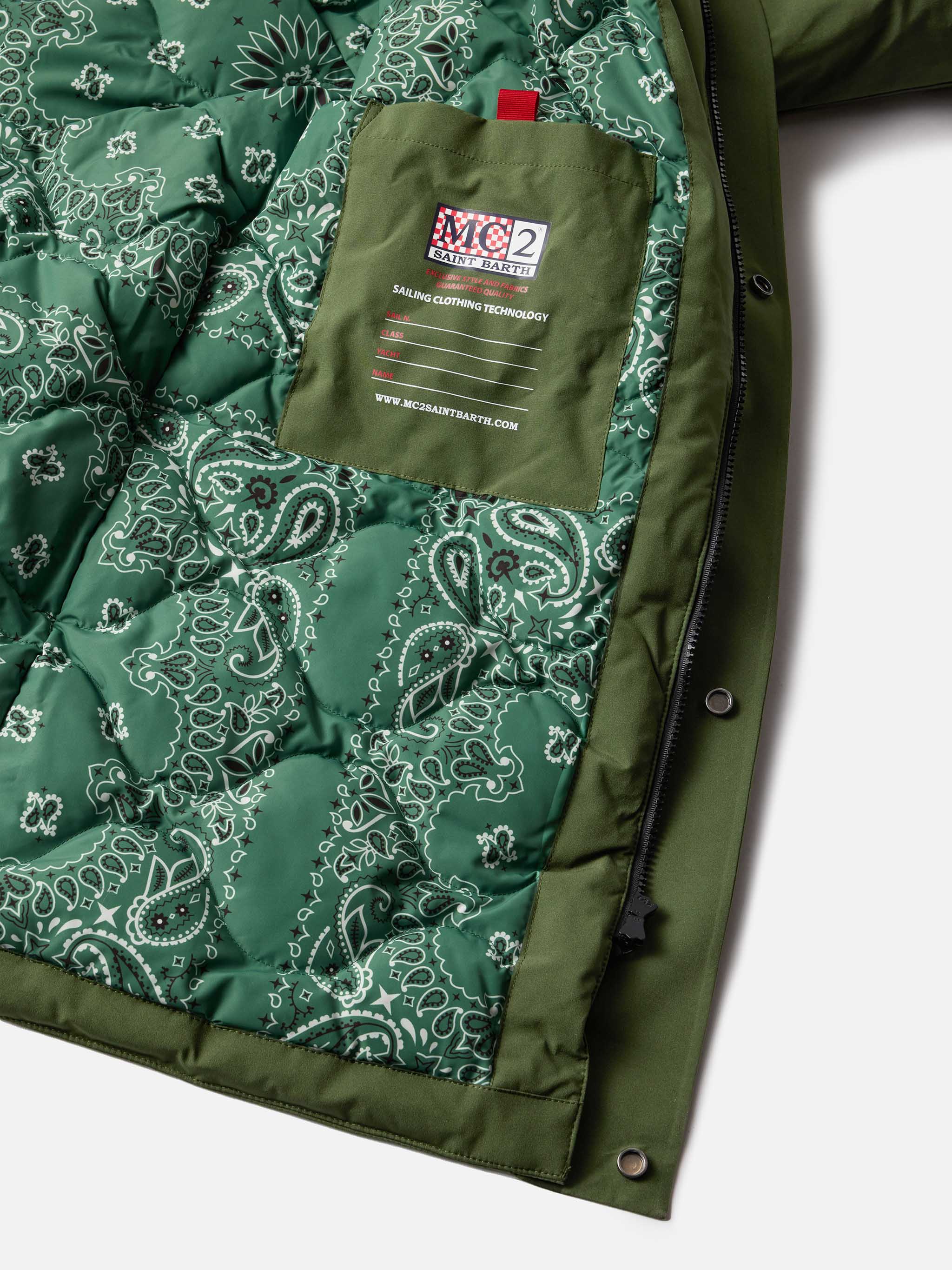 Parka Voyager Down stampa bandana verde militare - Image 6
