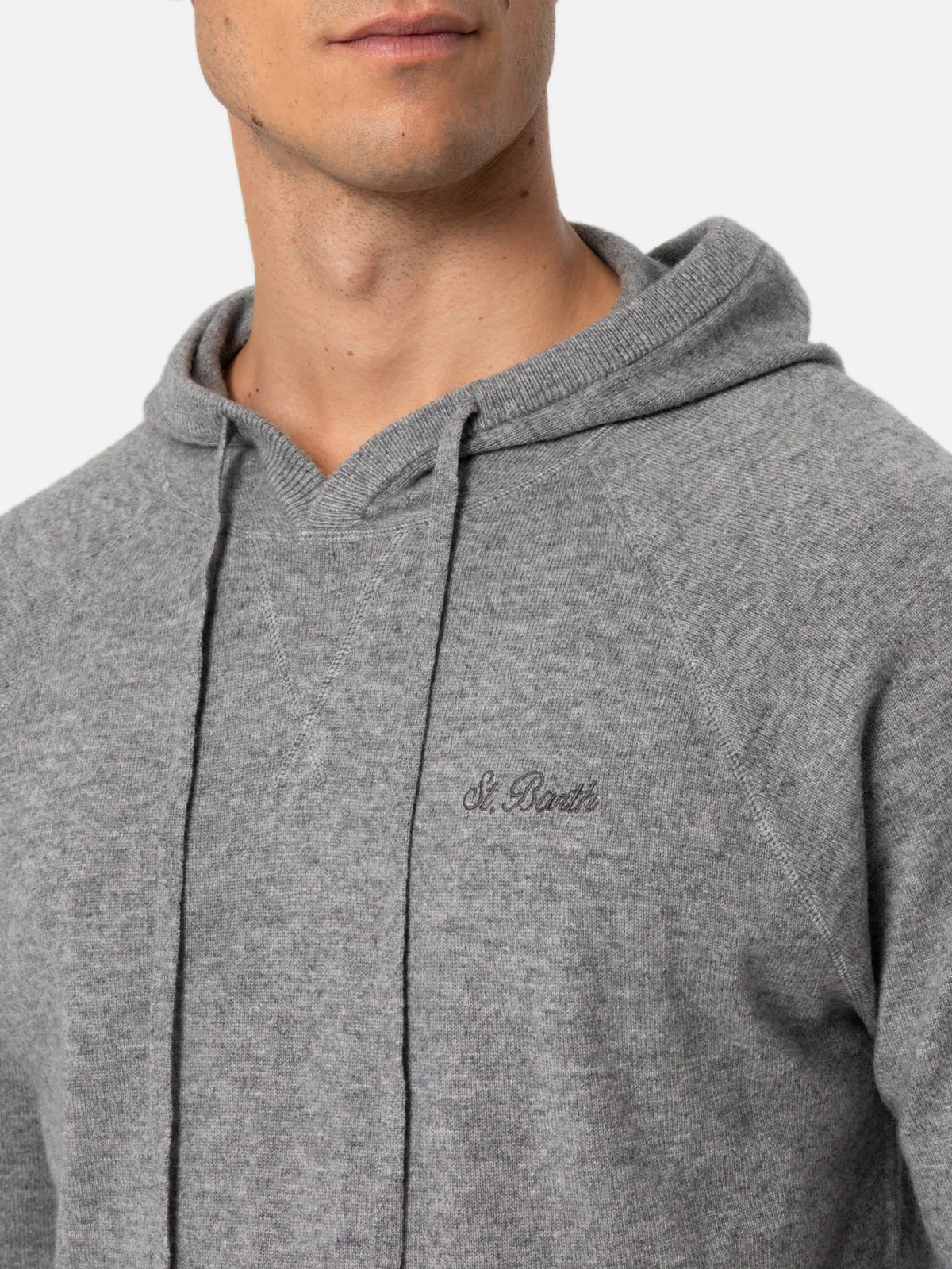 Maglia Willbur con cappuccio in misto cashmere grigio mélange tinta unita - Image 2
