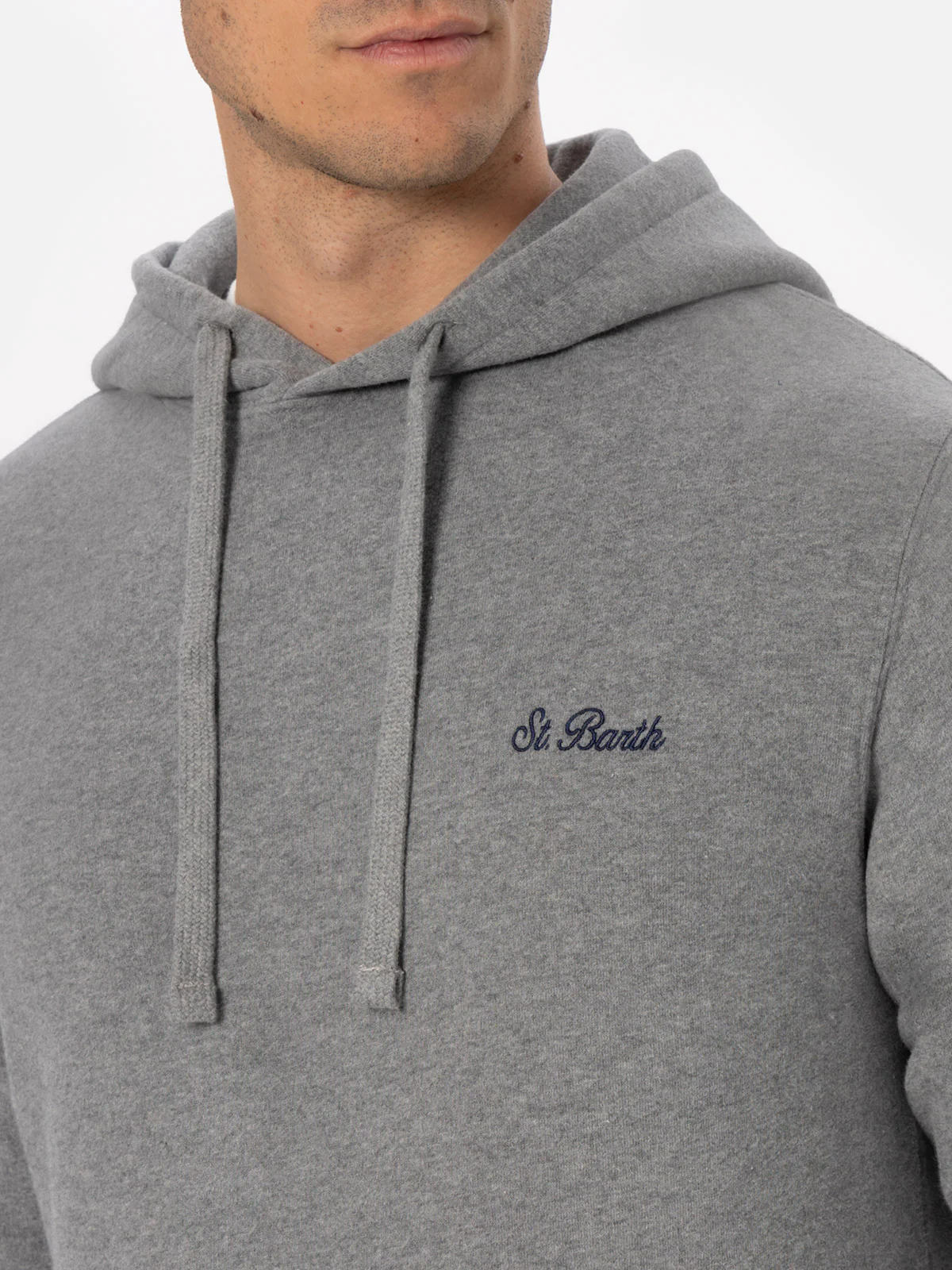 Felpa Tribeca in cotone grigio mélange tinta unita con ricamo logo - Image 2