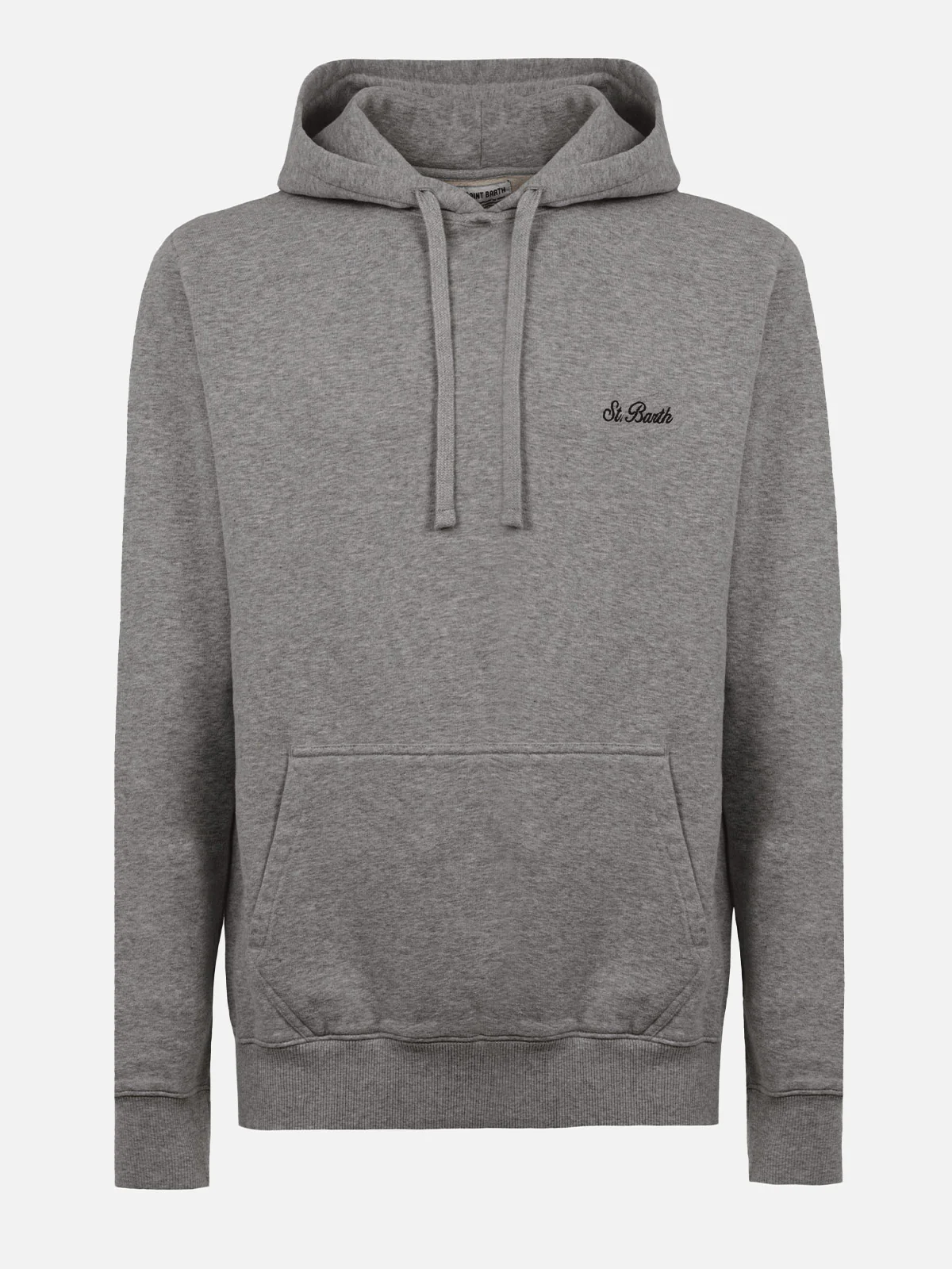 Felpa Tribeca in cotone grigio mélange tinta unita con ricamo logo - Image 4