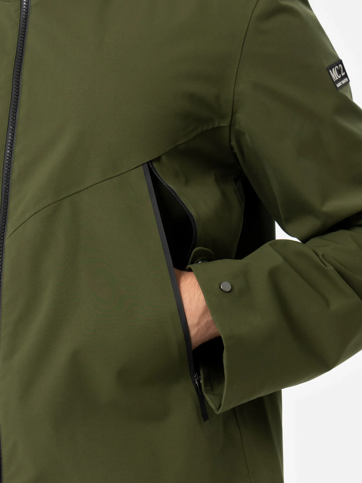 Giacca Parson in tessuto tecnico 3 layer verde militare tinta unita - Image 2