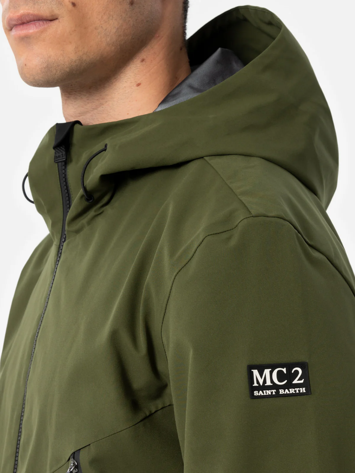 Giacca Parson in tessuto tecnico 3 layer verde militare tinta unita - Image 3