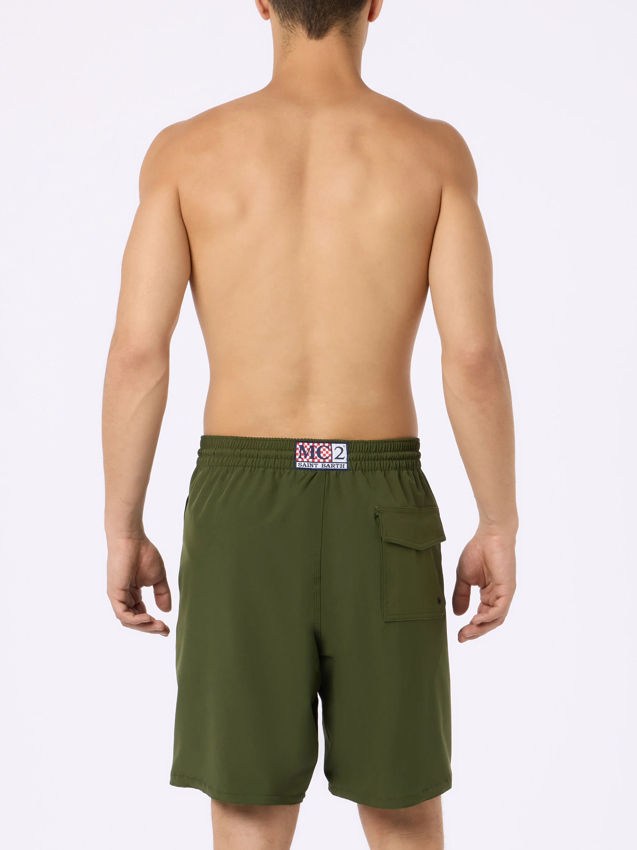Costume lungo elasticizzato Comfort Surf verde militare - Image 4