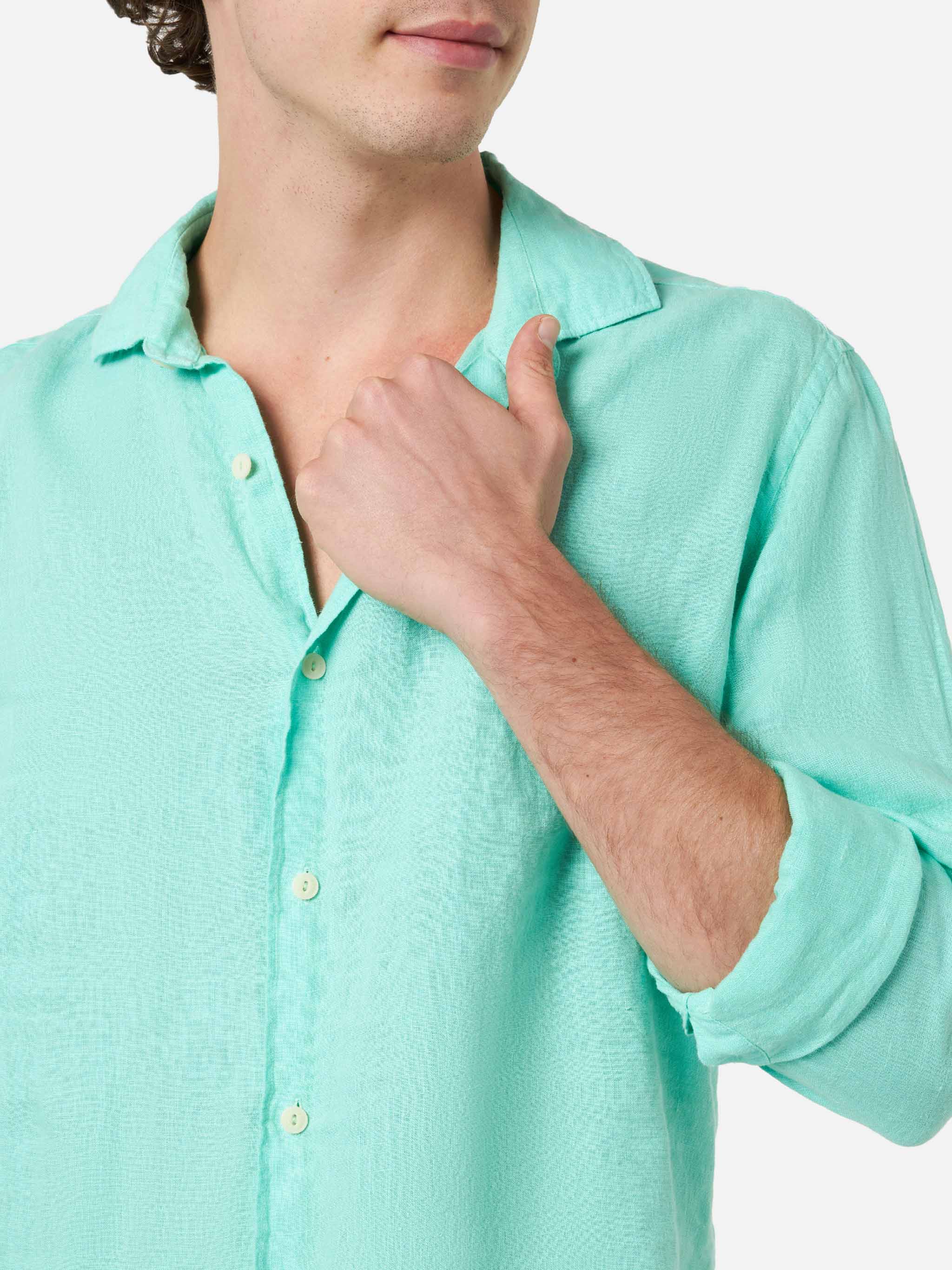 Camicia Pamplona in lino verde menta - Image 3