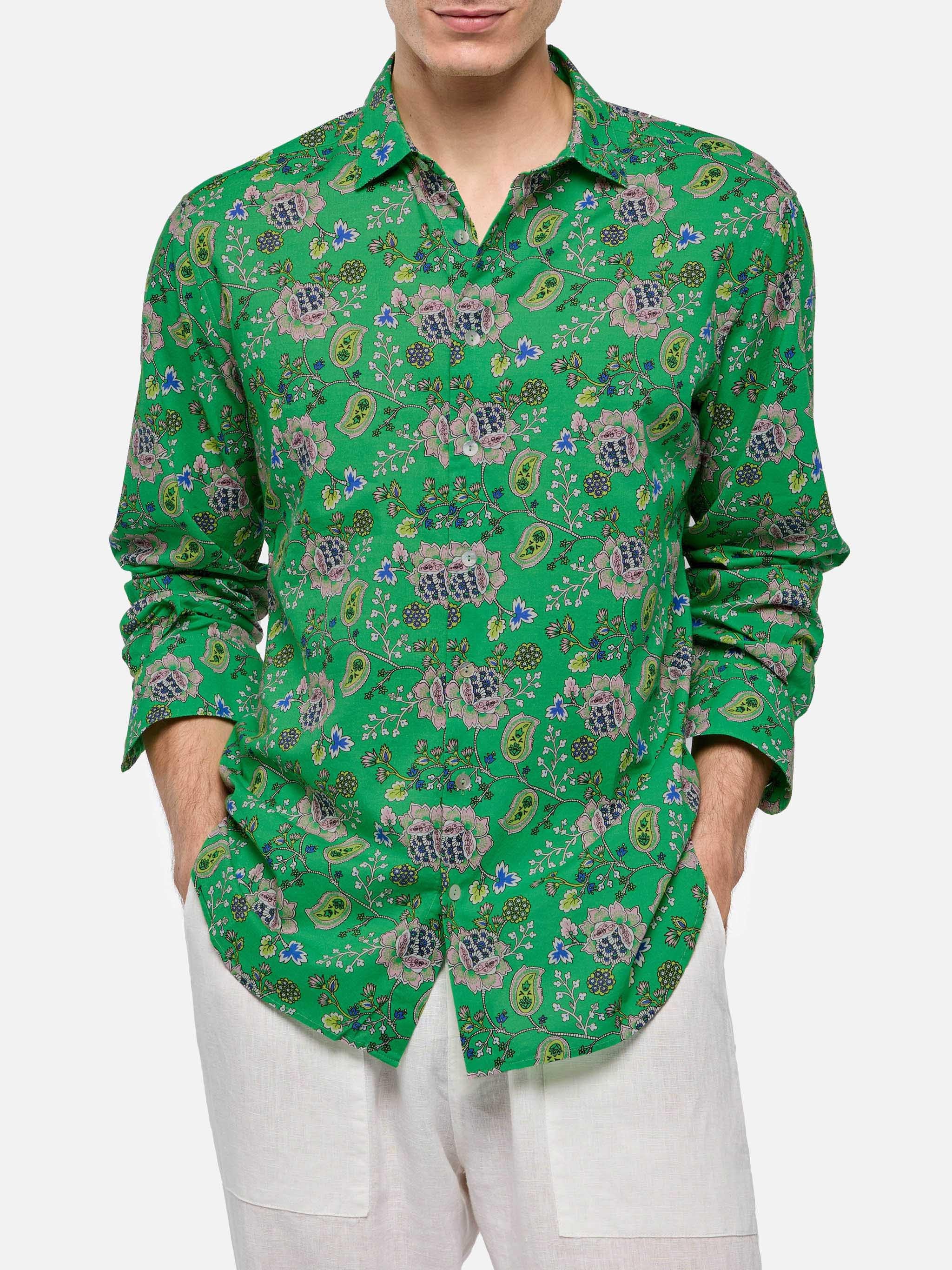 Camicia Sikelia in cotone mussola stampa boho
