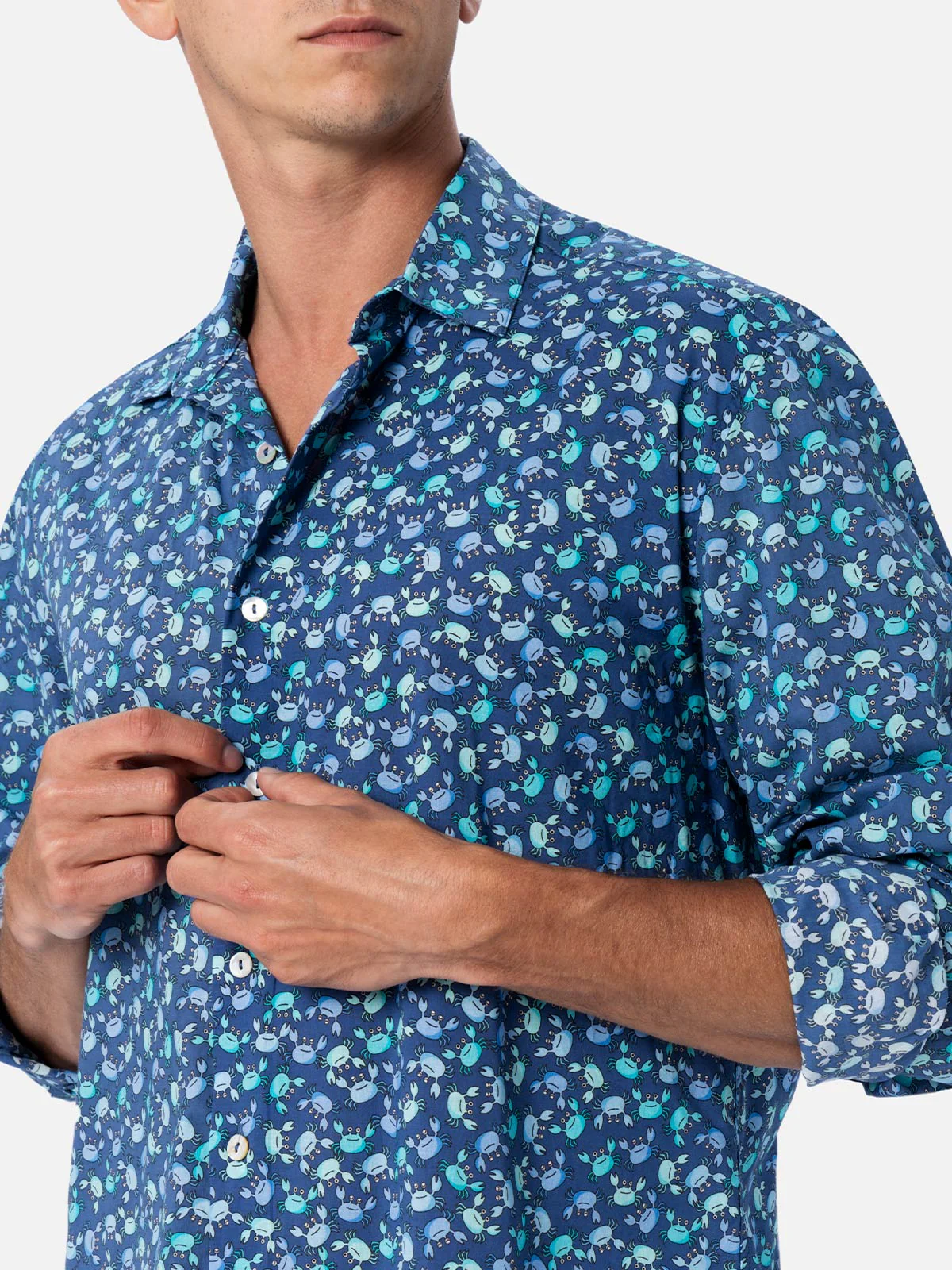 Camicia Sikelia in cotone mussola stampa granchi multicolor - Image 2