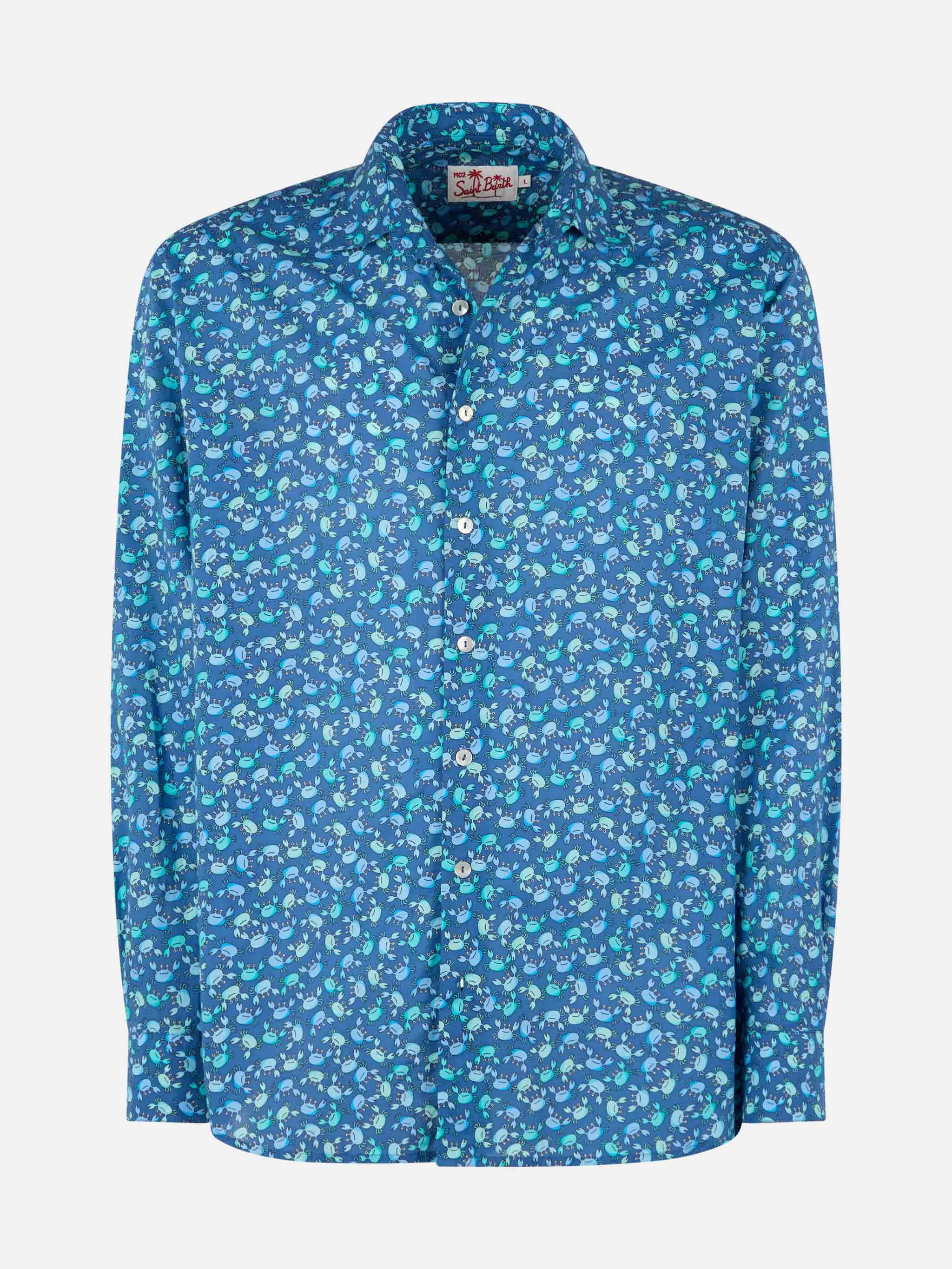 Camicia Sikelia in cotone mussola stampa granchi multicolor - Image 4
