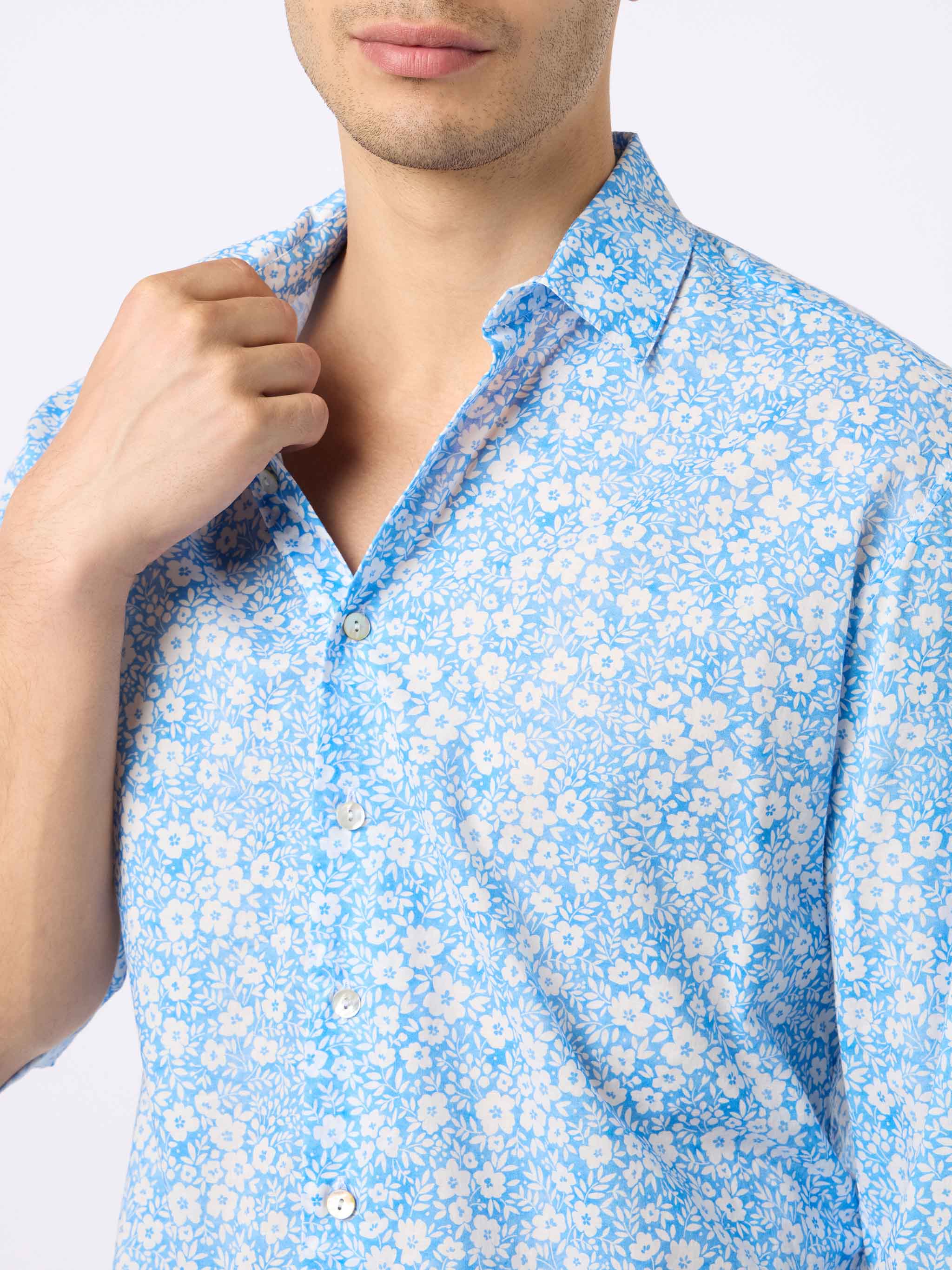 Camicia Sikelia in cotone mussola stampa micro fiori multicolor - Image 2