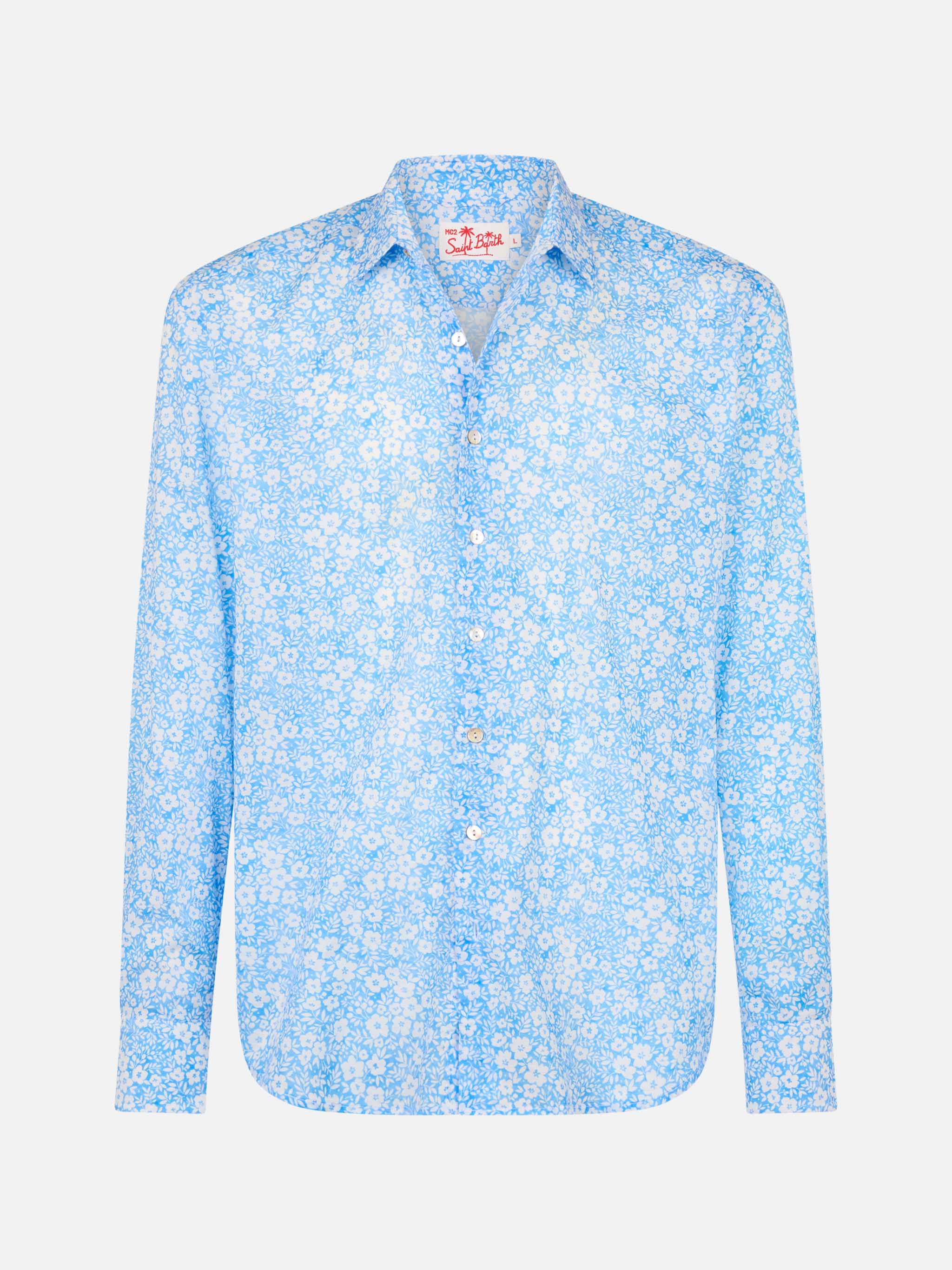 Camicia Sikelia in cotone mussola stampa micro fiori multicolor - Image 4