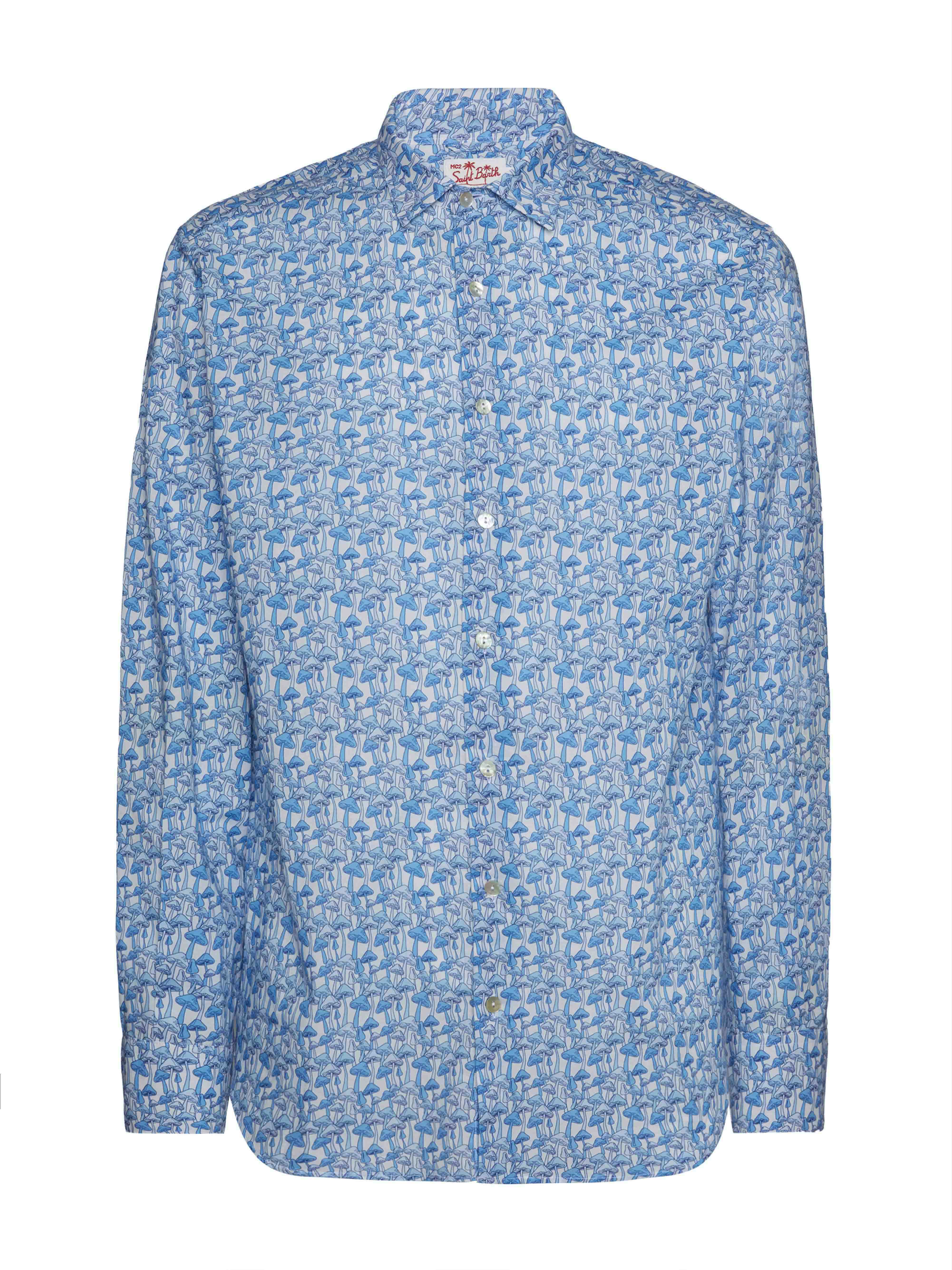 Camicia Sikelia in cotone mussola stampa funghi - Image 4