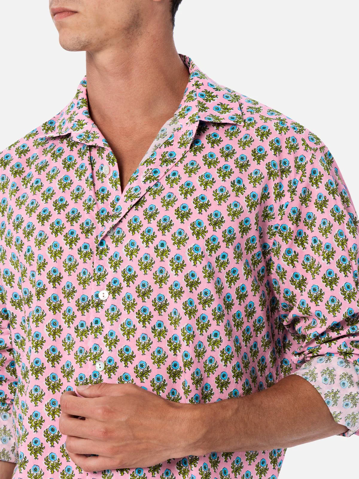 Camicia Sikelia in cotone mussola stampa fiori multicolor - Image 2