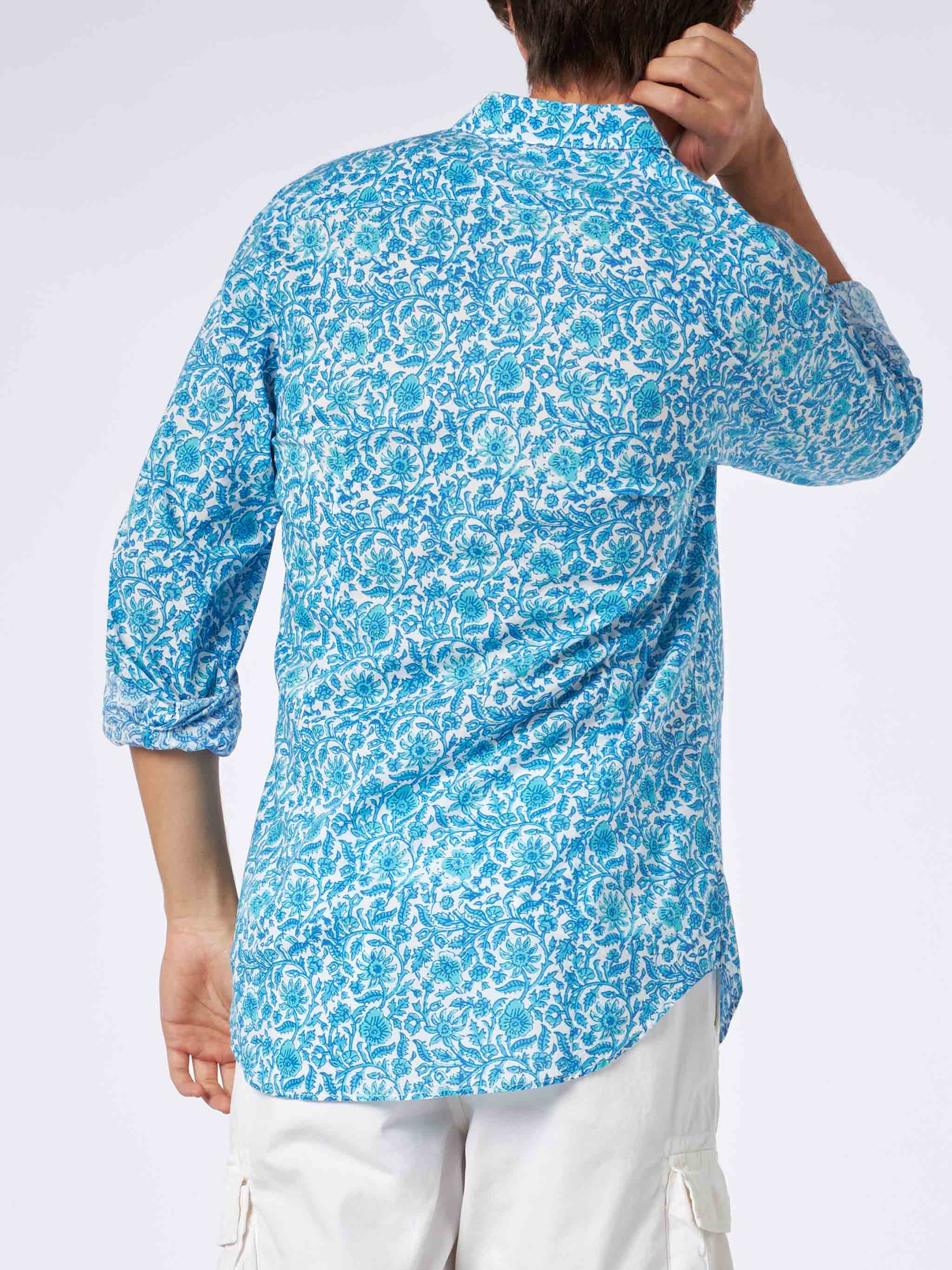 Camicia Sikelia in mussola di cotone con stampa fiori - Image 3