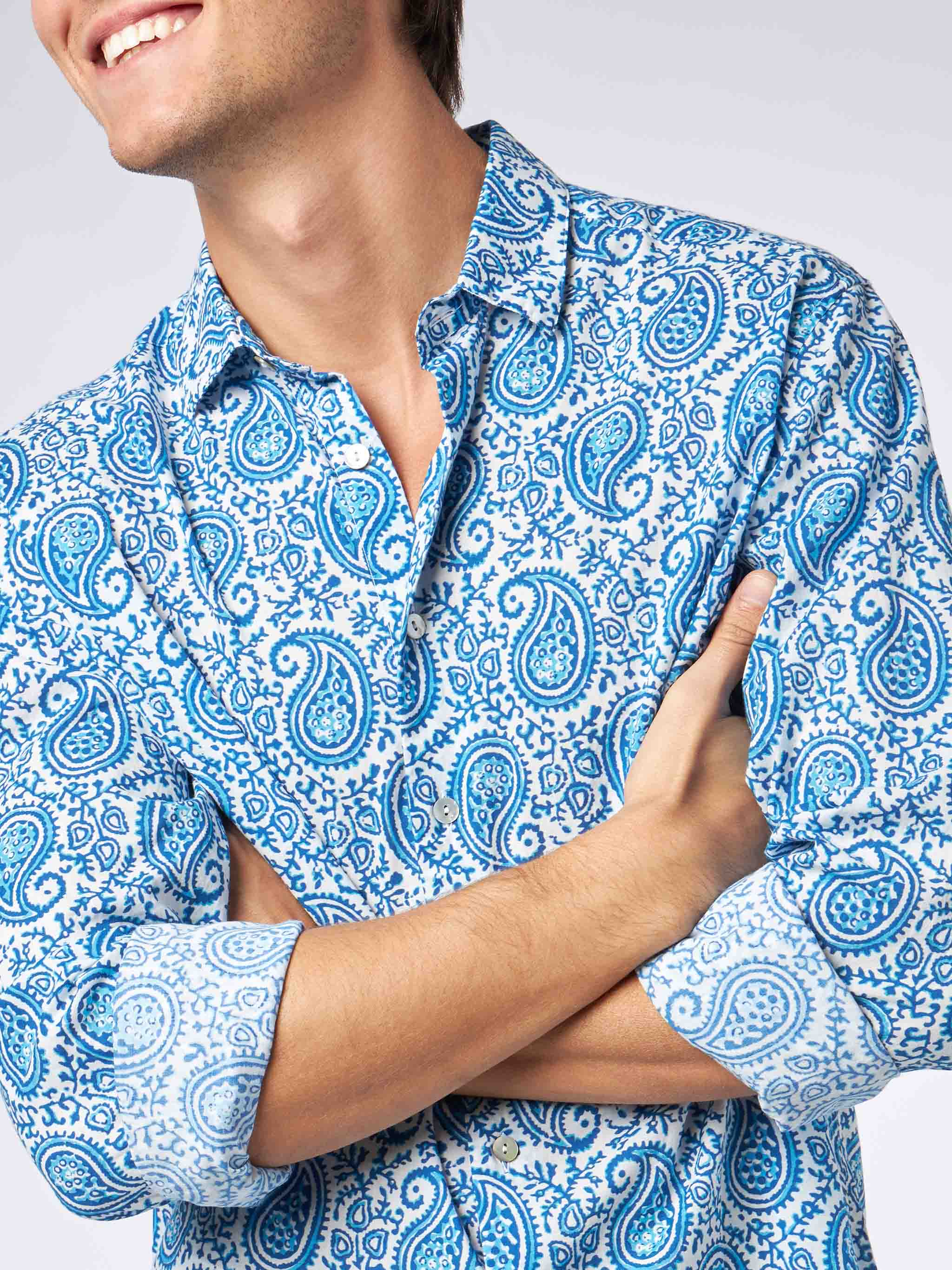 Camicia Sikelia in mussola di cotone con stampa paisley - Image 2