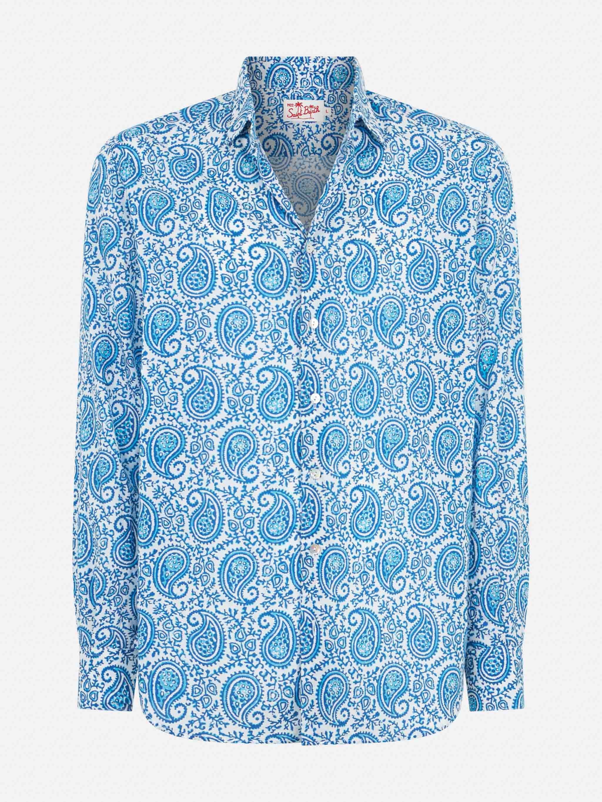Camicia Sikelia in mussola di cotone con stampa paisley - Image 4
