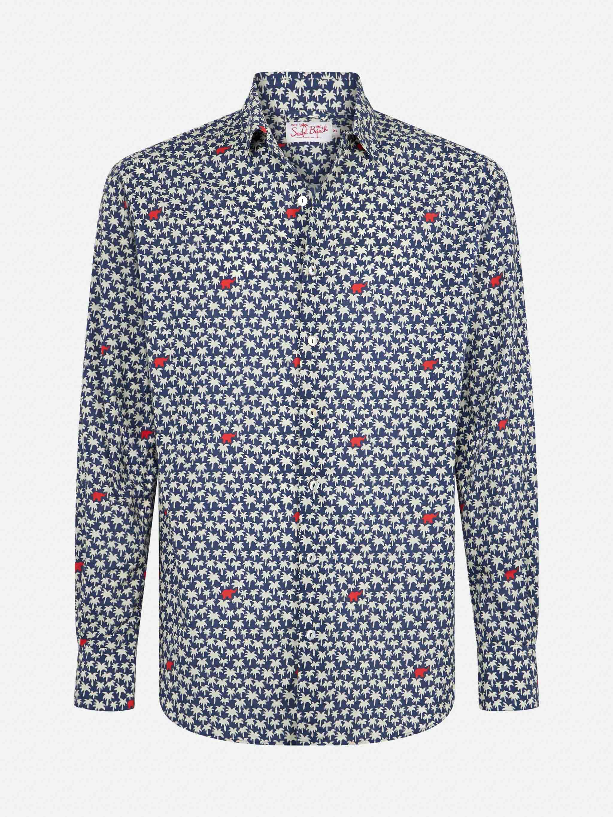 Camicia Sikelia in mussola di cotone con stampa palme - Image 4