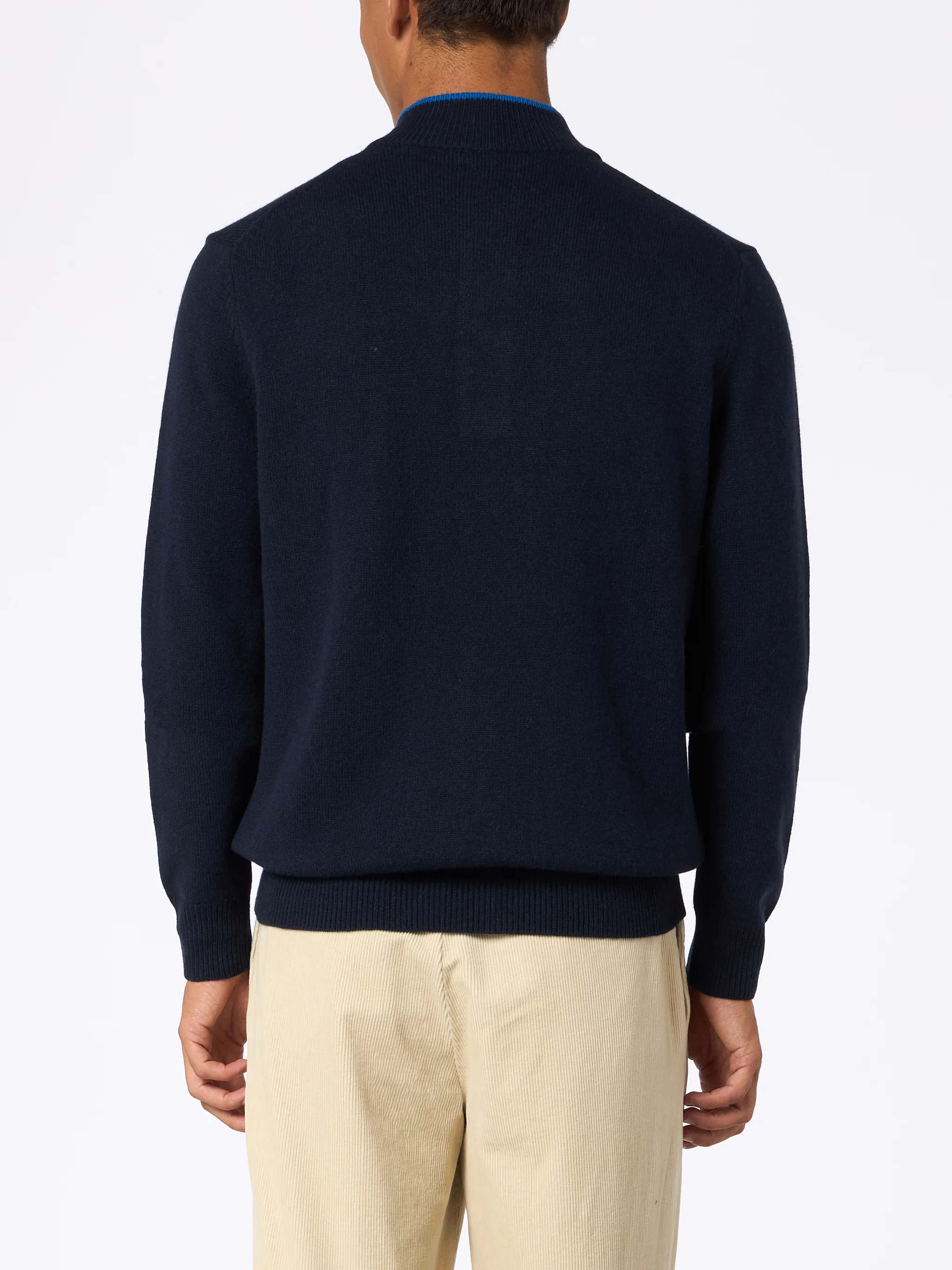 Maglione polo blu navy in BLENDED CASHMERE - Image 2