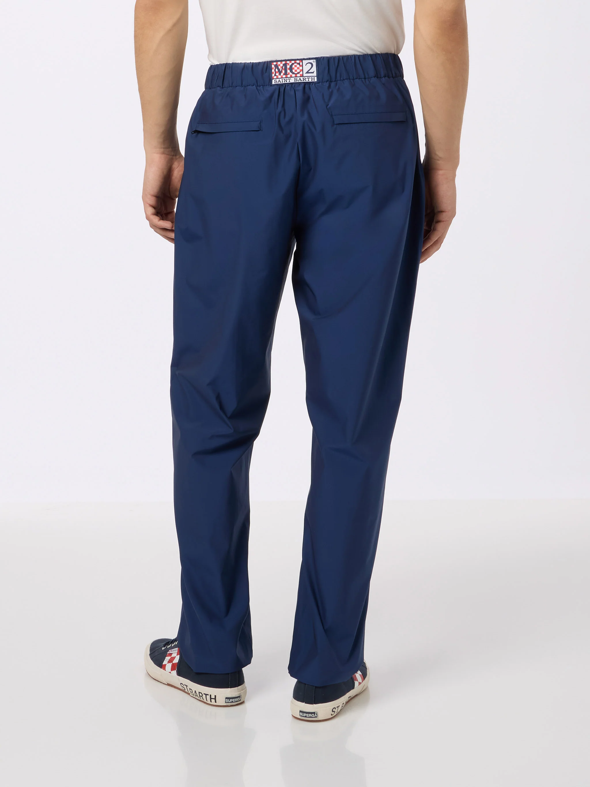 Pantaloni Porter in tessuto tecnico Solaro blu navy tinta unita - Image 4