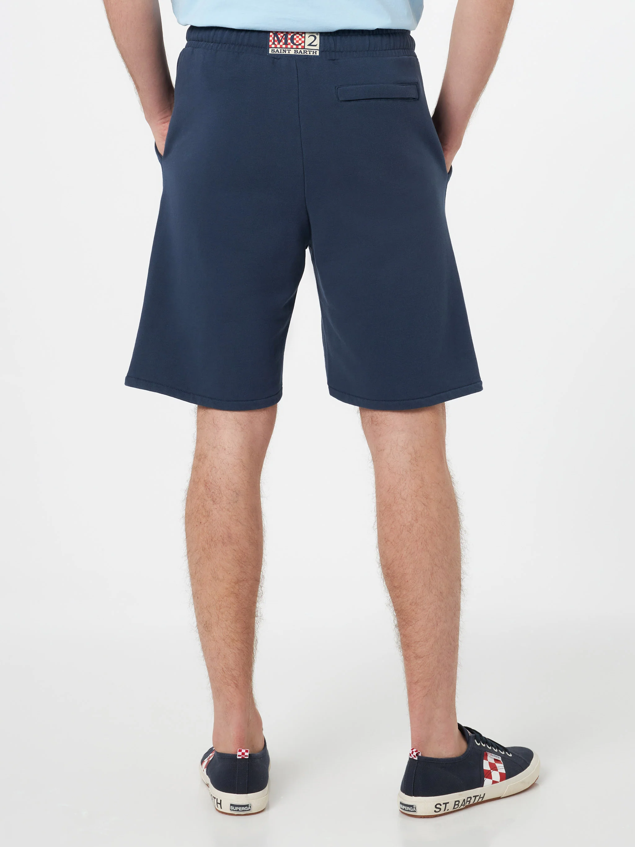 Bermuda Randle in cotone blu navy tinta unita - Image 2