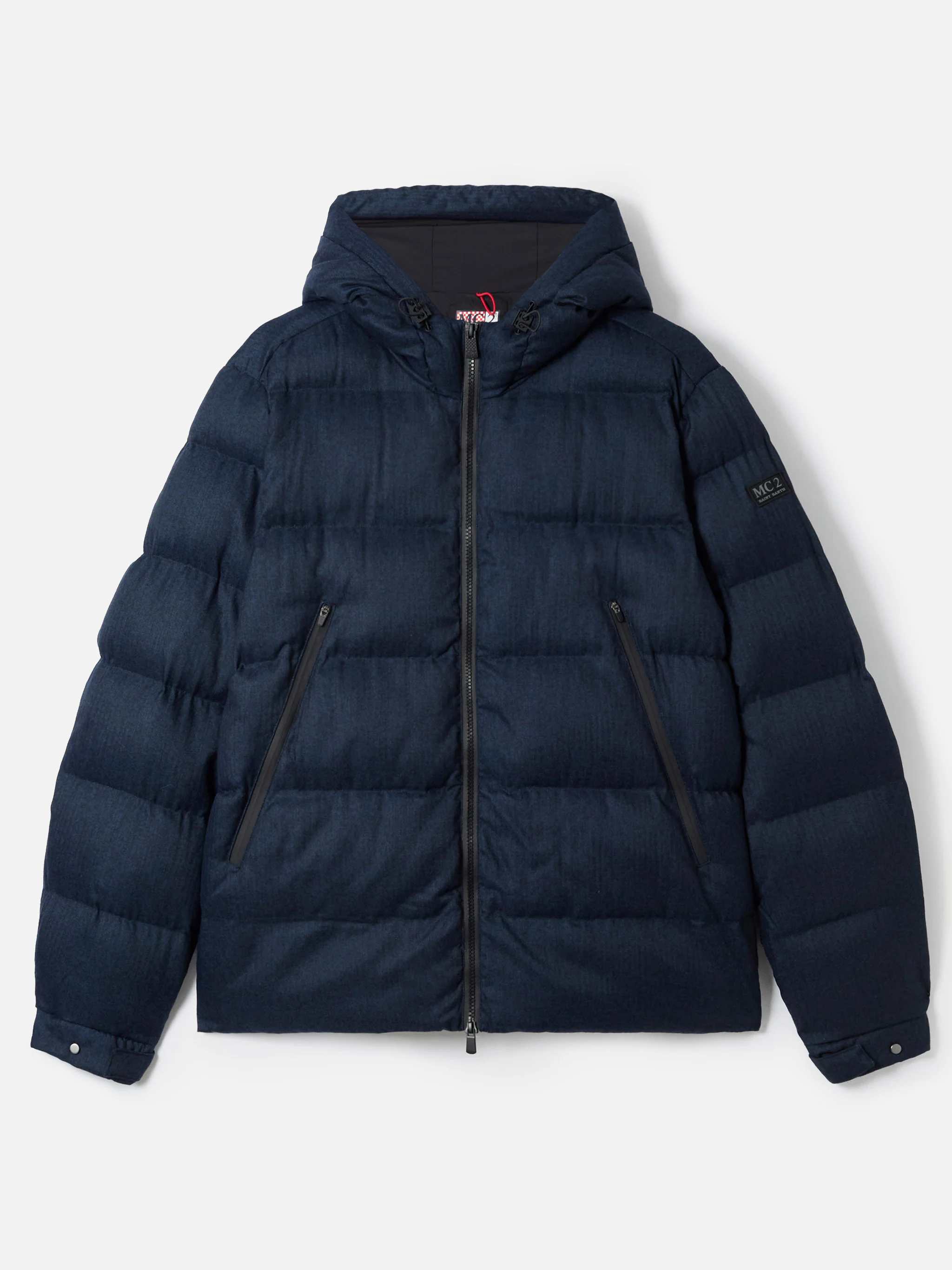 Giacca Maier imbottita con cappuccio in flanella blu navy tinta unita - Image 7