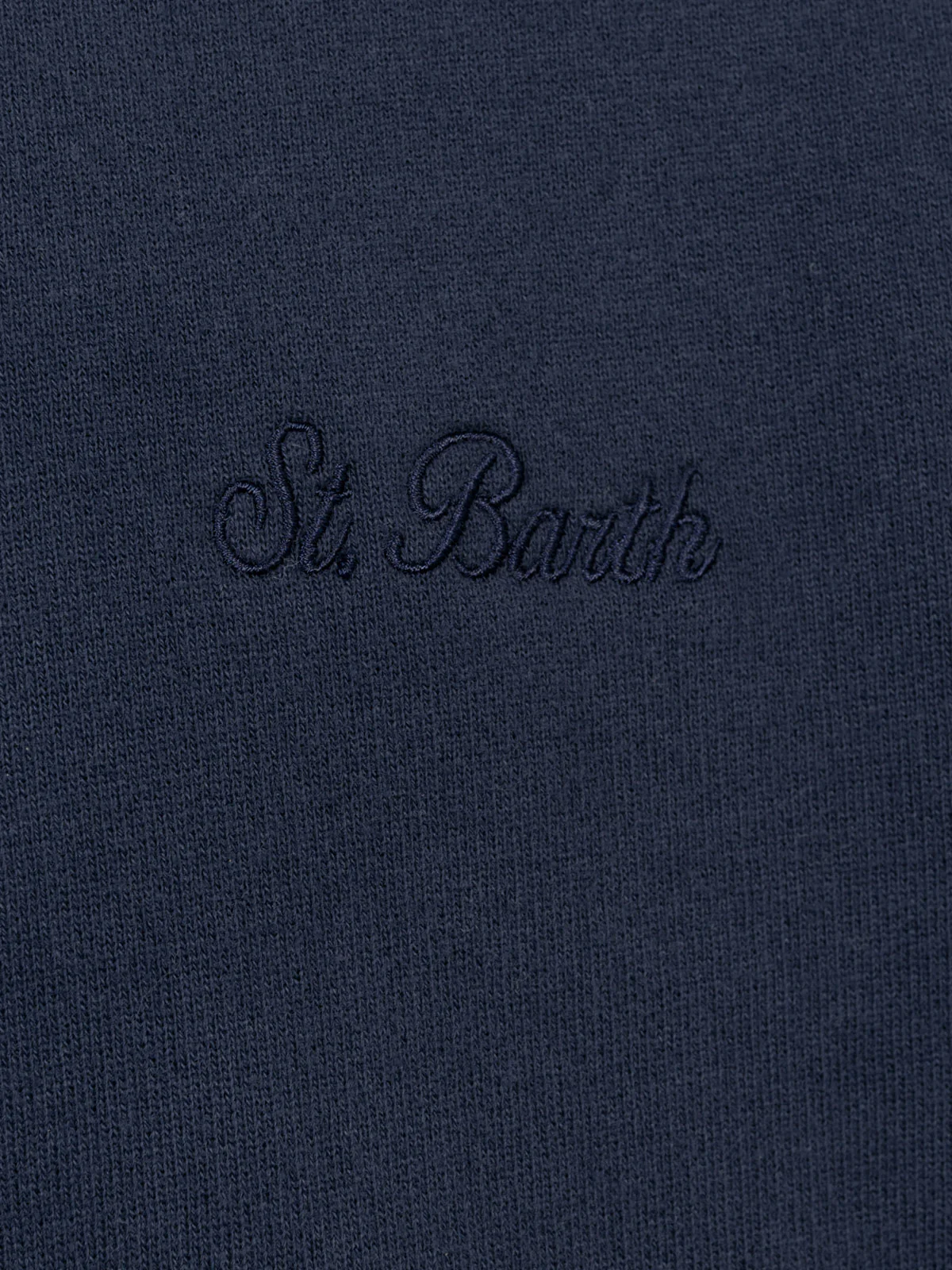 Felpa Dunkan mezza zip in cotone blu navy tinta unita con ricamo logo - Image 7