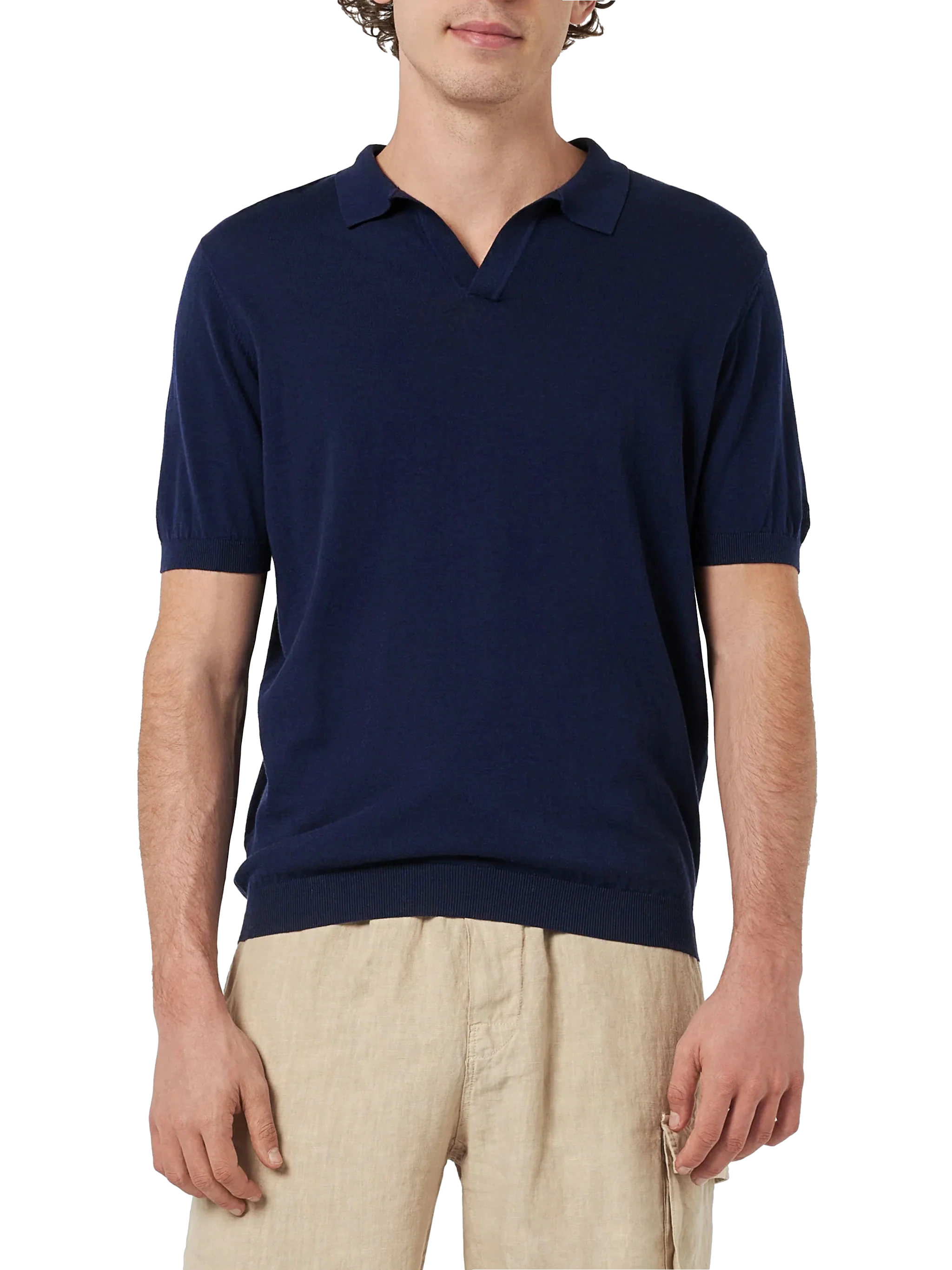 Polo Sloan senza bottoni in maglia blu navy