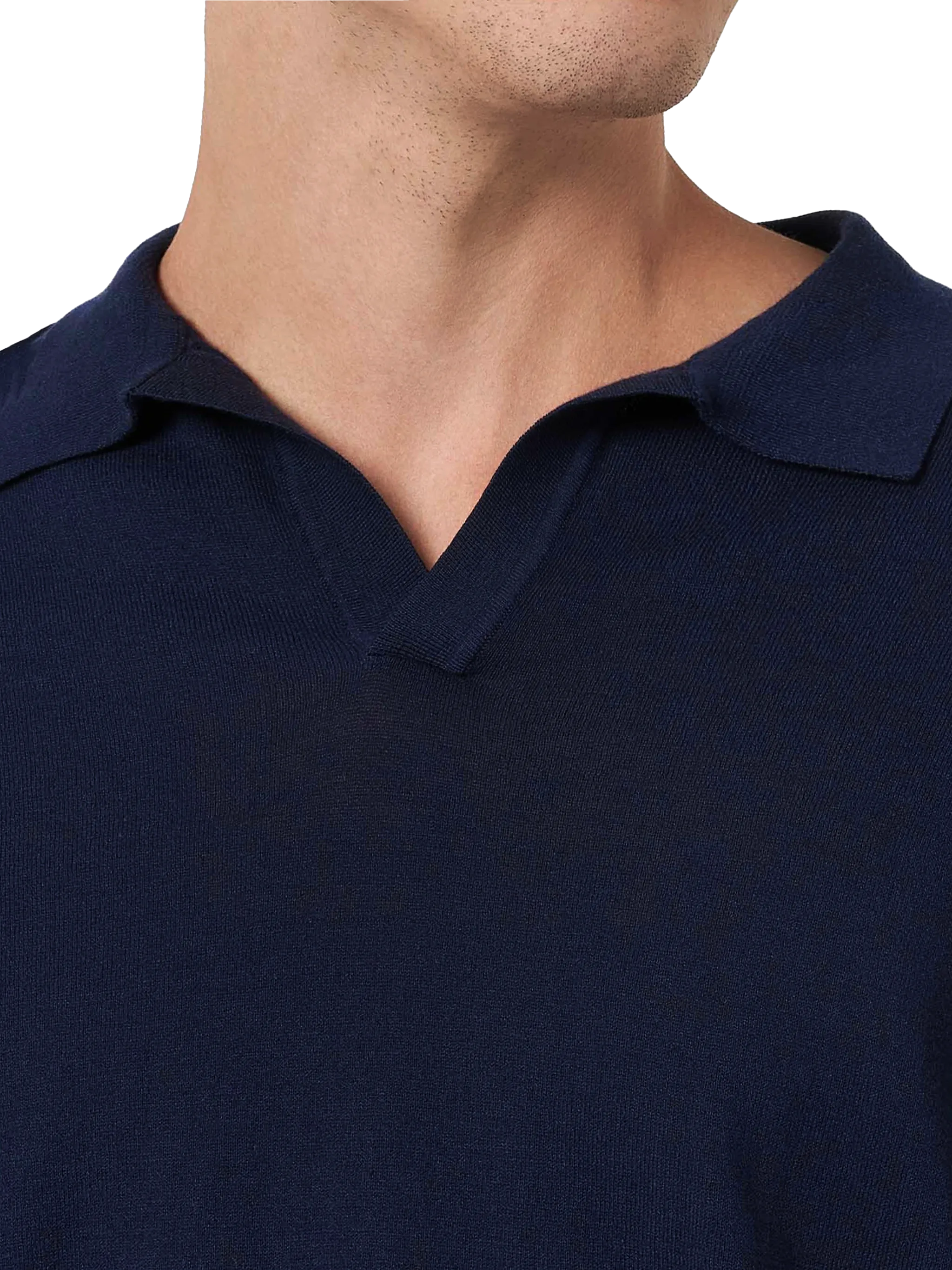 Polo Sloan senza bottoni in maglia blu navy - Image 2